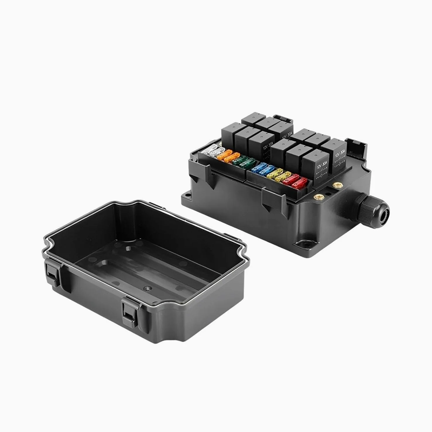 Kit de caja de fusibles de relé automotriz de 12 V, bloque de fusibles de hoja impermeable de 12 vías con relés de 5 pines de 40 A, fusible universal y panel de relé para coche, camión, RV