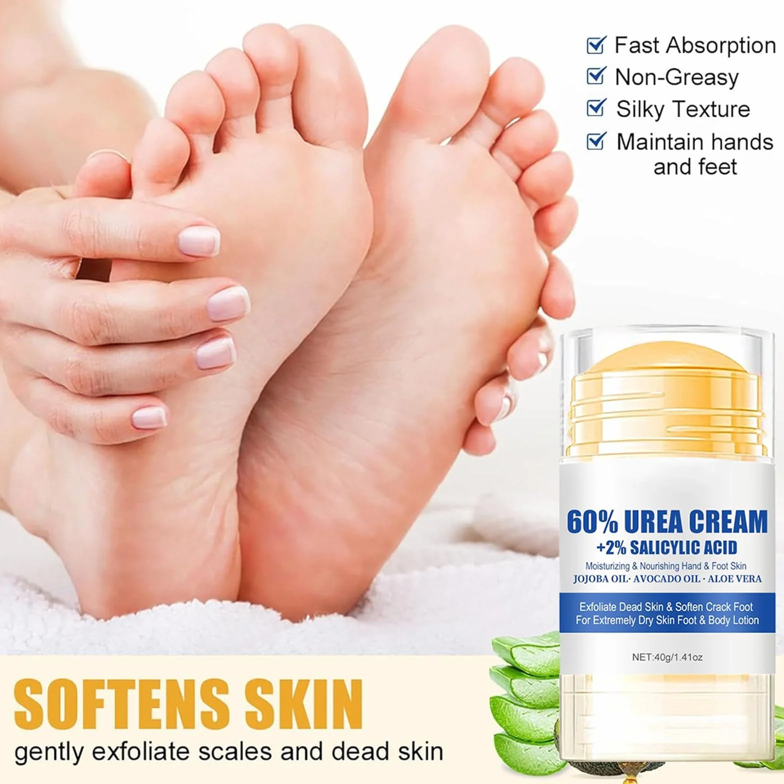 Crema Urea 60% Para Pies Secos y Agrietados, 2 Piezas