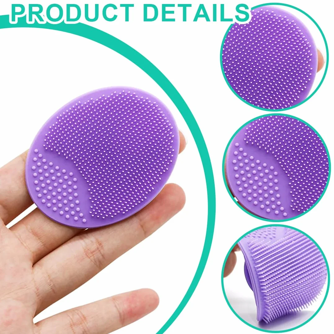 Cepillo de Limpieza Facial de Silicona Suave 2 Pcs para Exfoliante de Poros Rosa Violeta