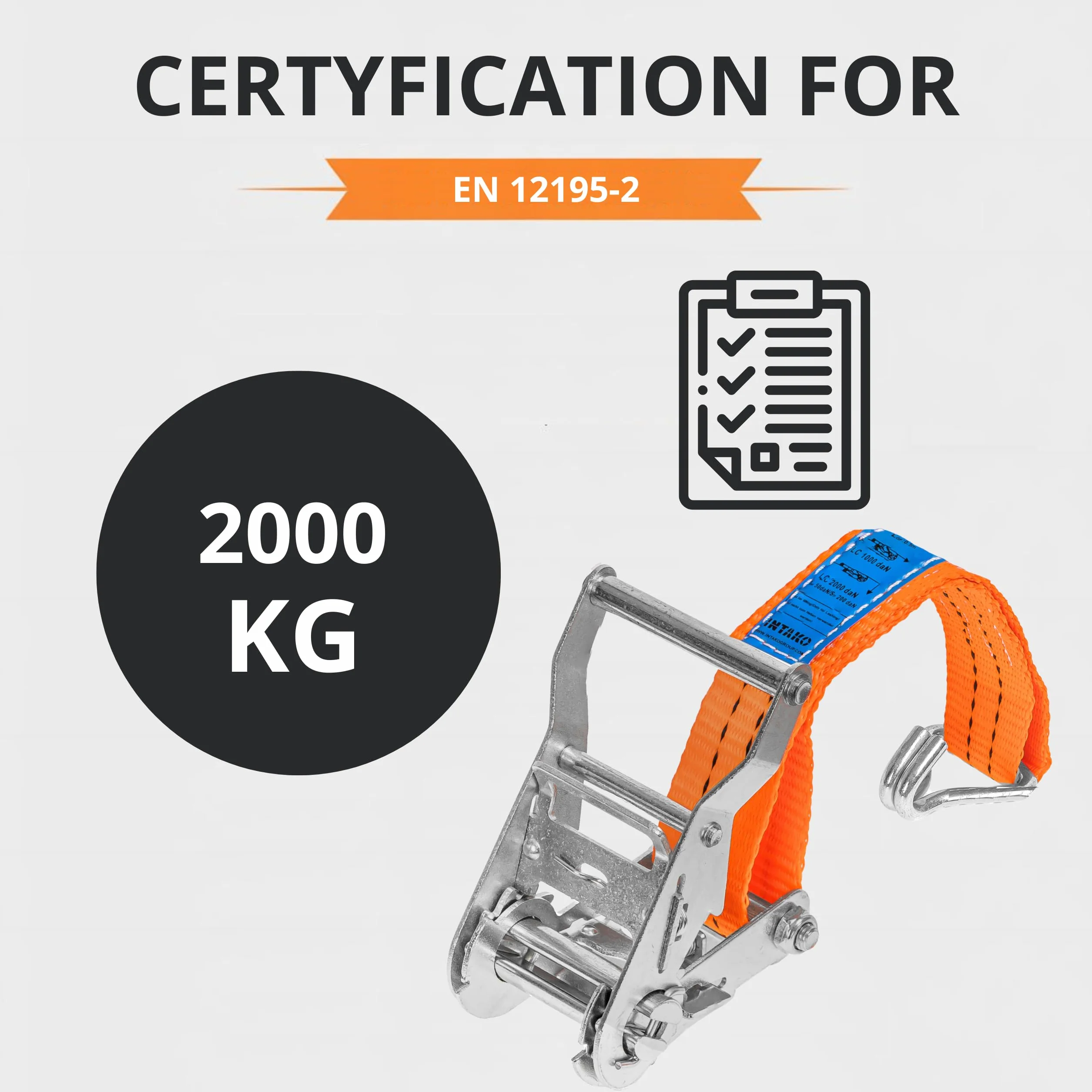 INTAKO Cinchas de Amarre con Carraca – 4m / 6m x 2000kg x 35mm – 2/10 Piezas – Eslingas con Carraca – Cinta de Amarre con Trinquete – Tensor de Cinchas para Auto y Moto (Naranja, 4m (2 Pezzi))