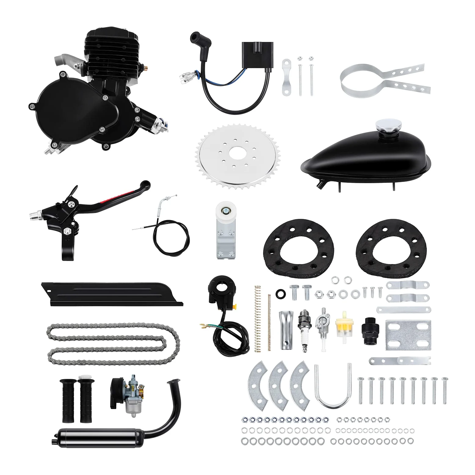 Kit Motor Bicicleta 2 Tiempos 80cc Gas Conversión Bicicleta Motorizada 28 Pulgadas Negro