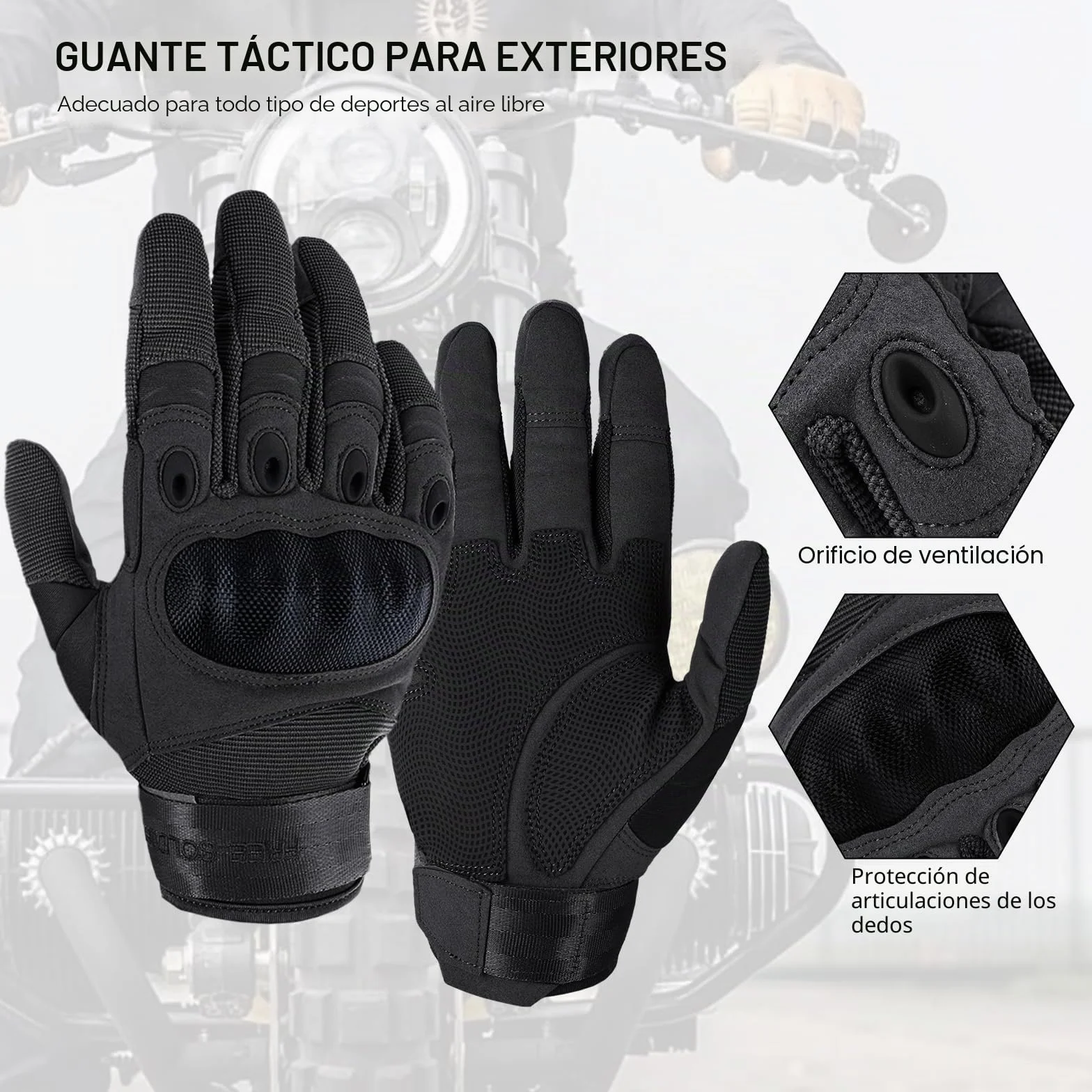 FREE SOLDIER Guantes Moto Verano Hombre Tacticos Militares Combate Deportes Aire Libre Escalada Ciclismo MTB Airsoft Paintball Senderismo Trabajo