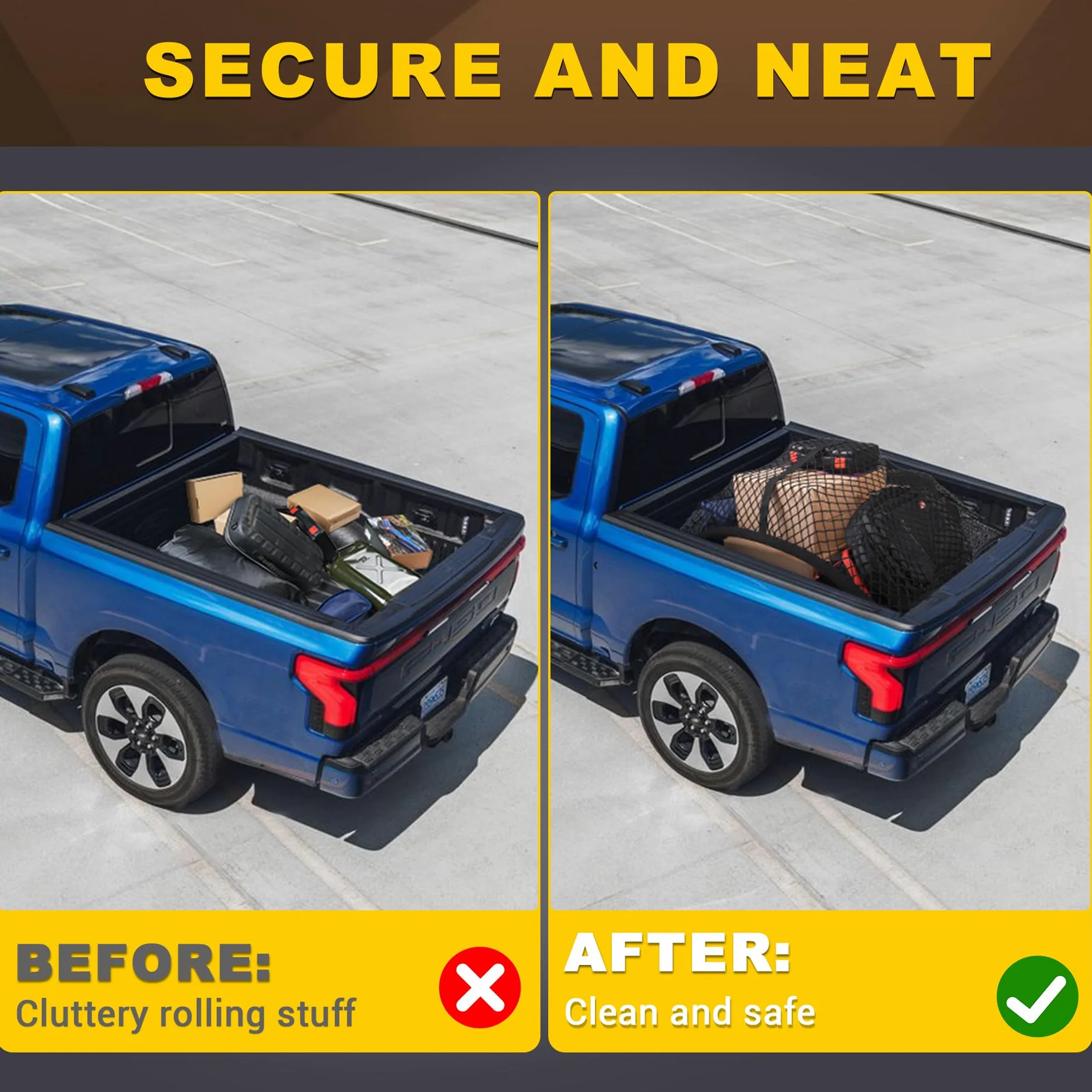 Bumbee Red de Carga para Cama de camión, elástica hasta 7 pies x 7 pies, Malla pequeña, Organizador de Almacenamiento Duradero para camioneta, Maletero, SUV, Barco
