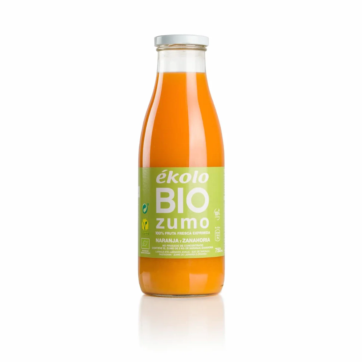 Ekolo Zumo de Naranja, Zanahoria y Limón Ecológico 100% Exprimido 6 x 750 ml