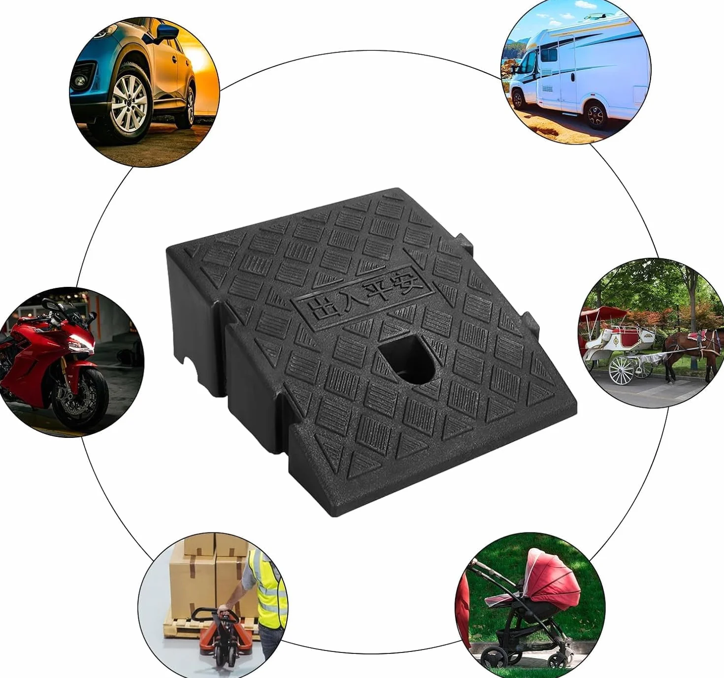Pack de 2 rampas ligeras y portátiles, grandes con tornillos de expansión, fácil instalación para calzadas, aceras, coches, scooters, 25 x 27 x 11 cm