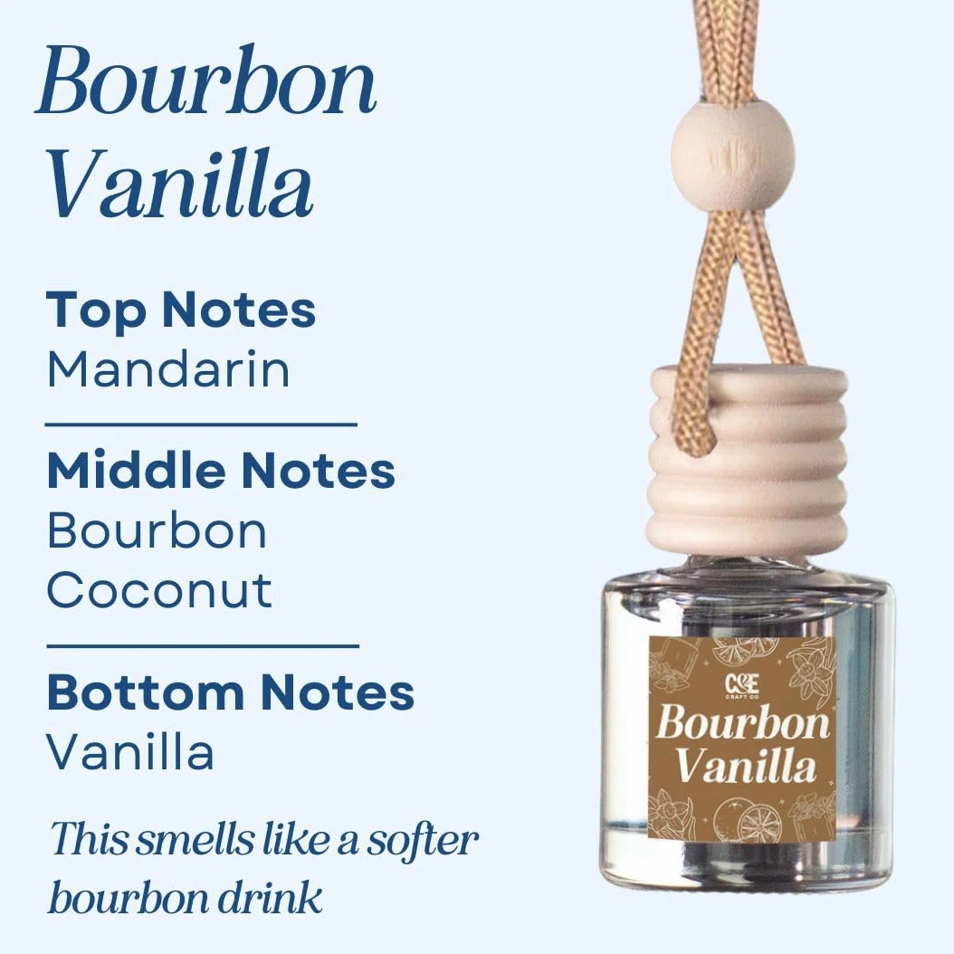CE CRAFT- Difusor de aceite aromático para colgar en el coche CE Craft Bourbon Vanilla + Whisky Oak, difusor de ambientador para coche para aceites esenciales, difusor de aromaterapia con fragancias p
