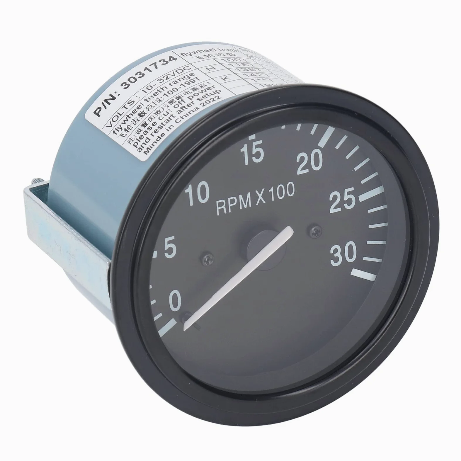 3031734 Medidor de Tacómetro del Motor, Medidor de Tacómetro Azul Universal para Automóvil Luz Negra entre Cambios 0-3000 RPM Indicador de Presión de Aceite para Generador DC10-32V