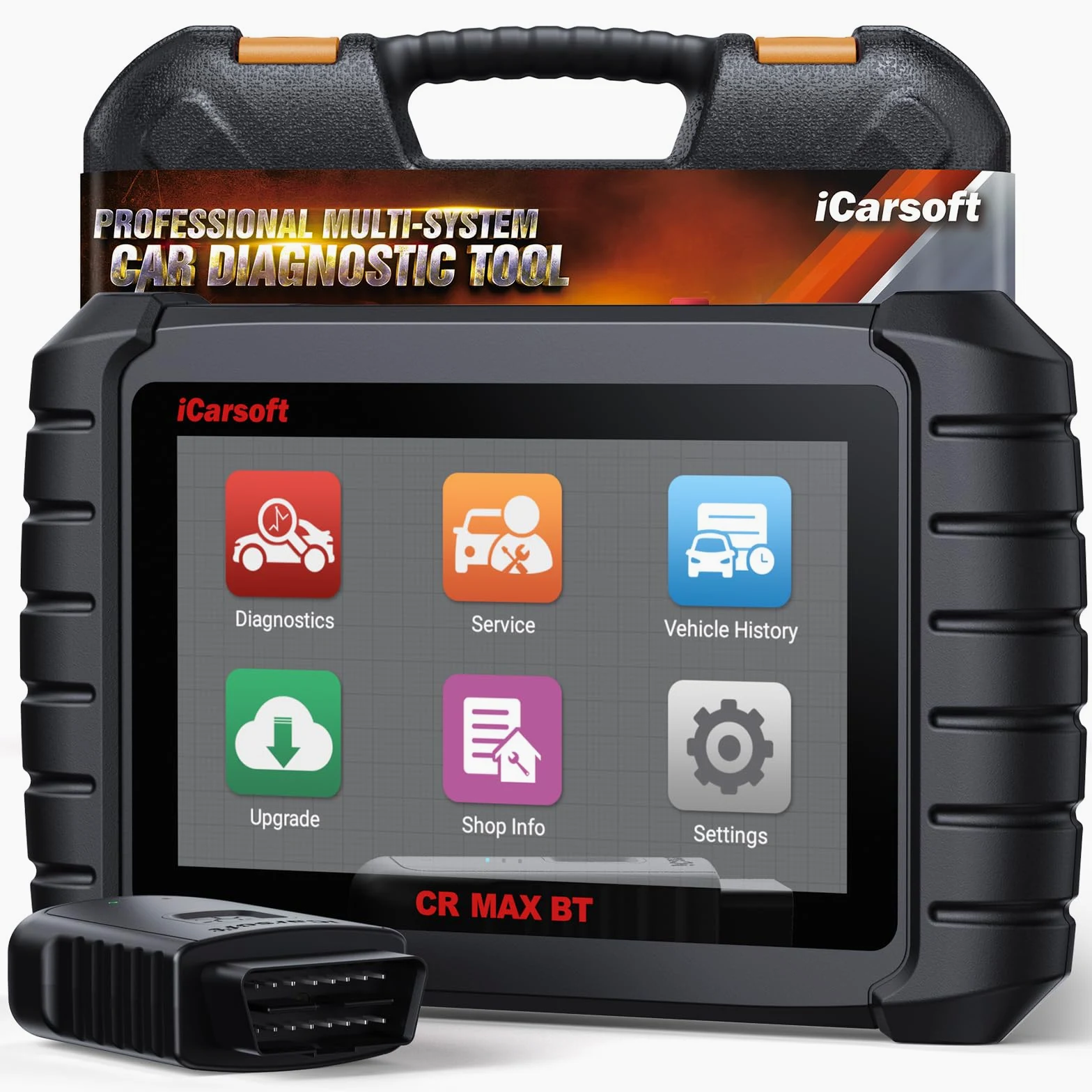 iCarsoft CR MAX BT OBD2 Máquina Diagnosis Coche Multimarca, Escáner de Todo el Sistema, 49 Funciones Reinicio+46 Servicios Adicionales, 40000+ Pruebas Activas, Codificación ECU, Vin Automático, CANFD