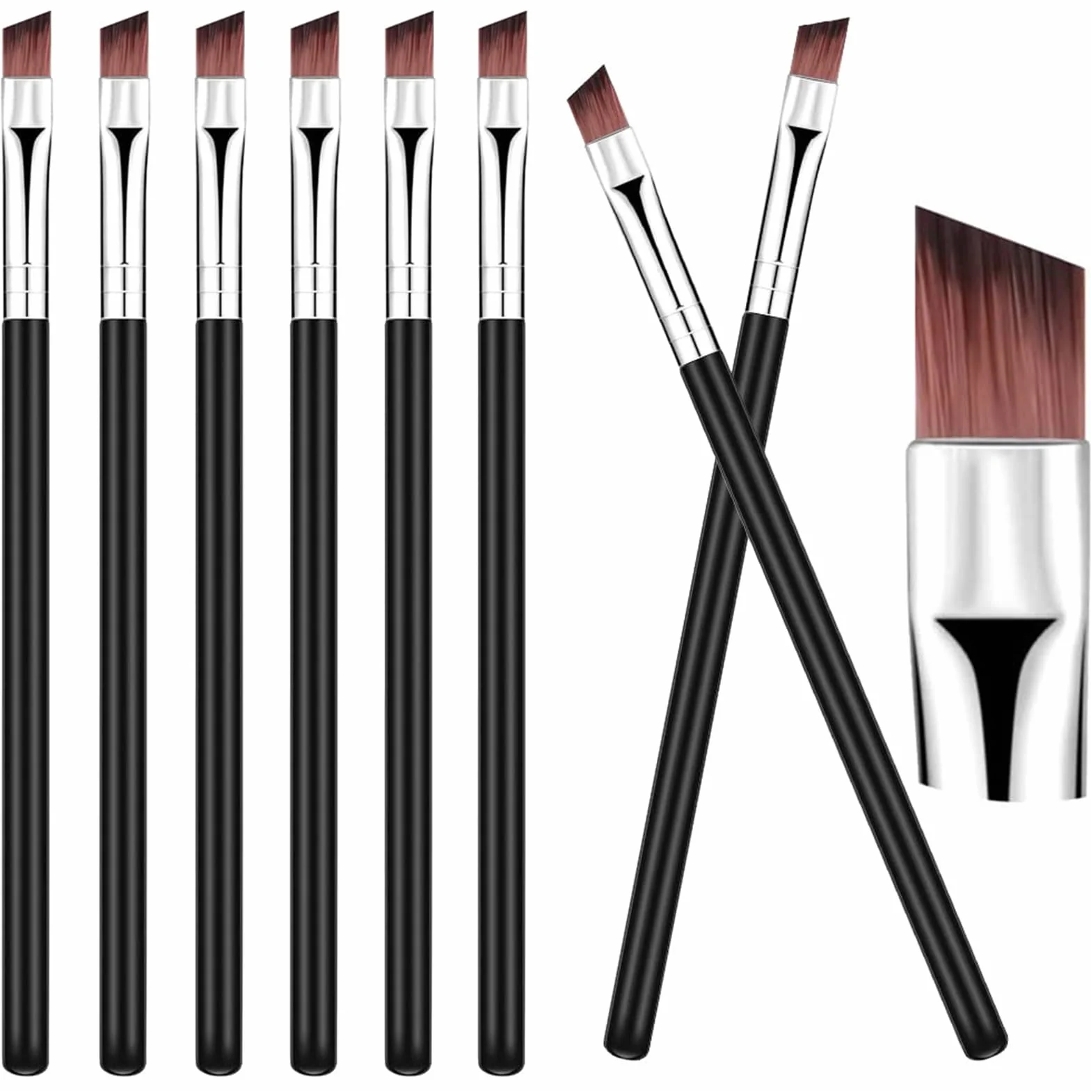 Juego de brochas para sombra de ojos, 8 PCS, brocha cosmética multifunción, brocha para delineador de ojos, brocha correctora, brochas para pestañas, brocha para polvo con ángulo biselado para cejas