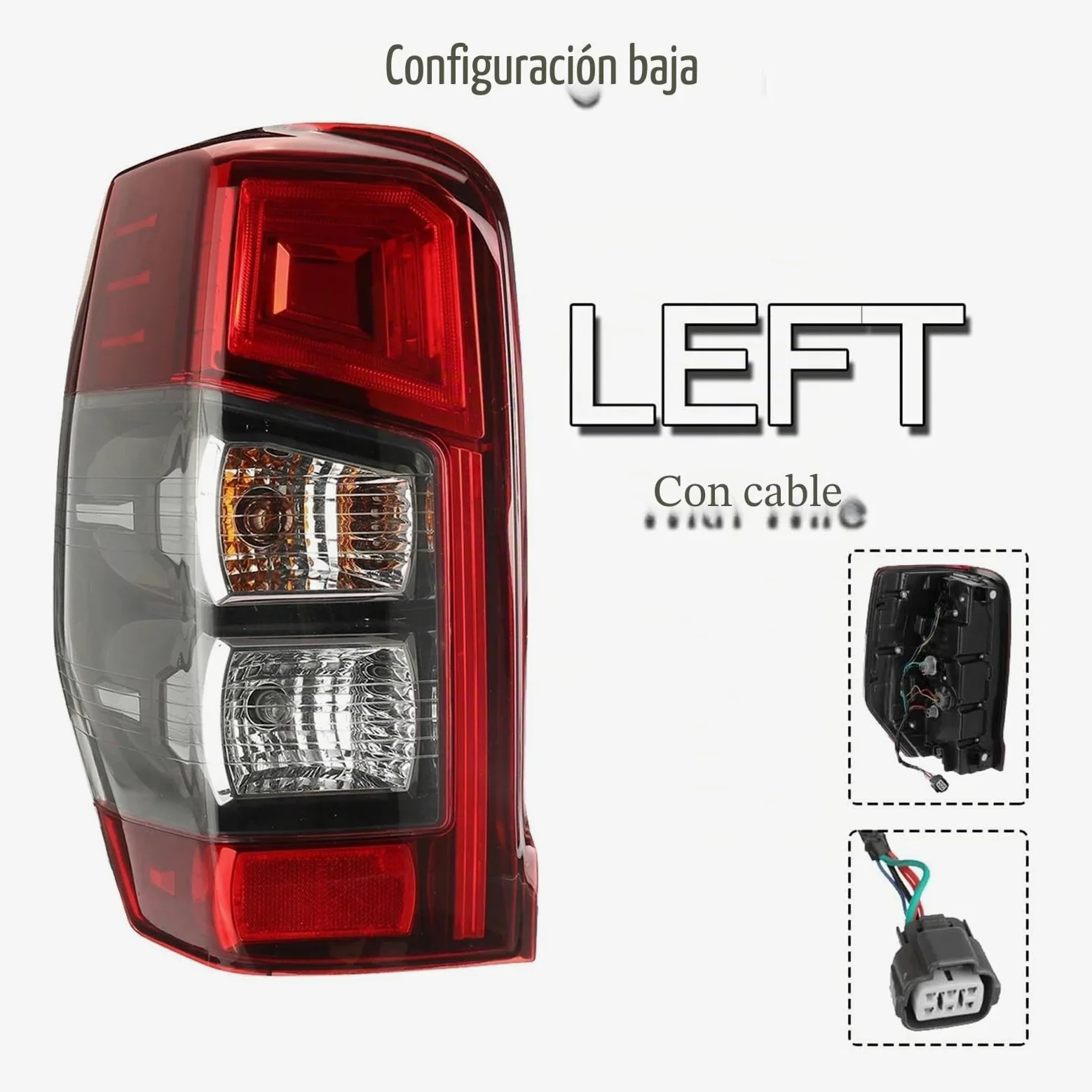 Trasero Luz Trasera Piloto Posterior Accesorio Coche Luz Trasera Luz Señal Trasera Con Cable, Sin Bombilla Para Mitsubishi Para Triton L200 MR Para GLS 2019 2020 2021(Izquierda)