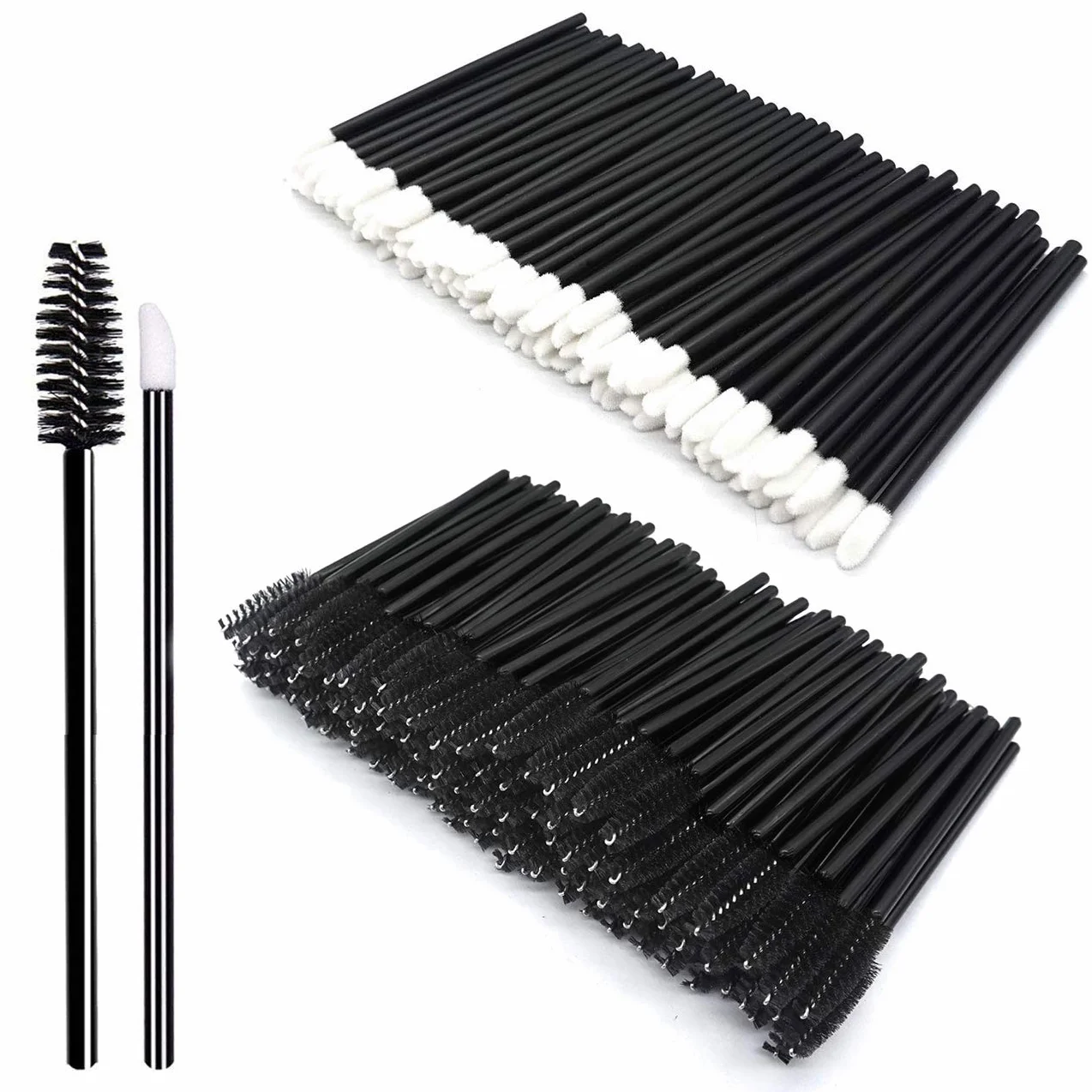 200 piezas Kits de pinceles de maquillaje desechables negro