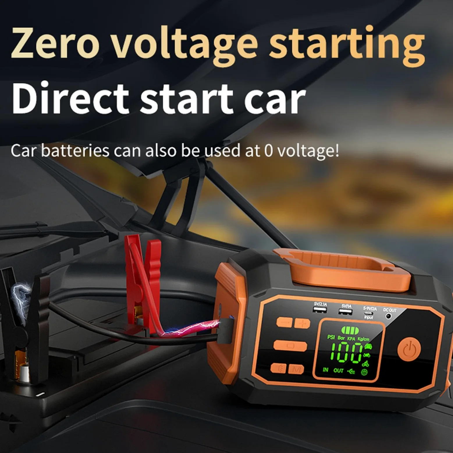 Inflador De Neumáticos Compresor De Aire Automotriz Con Luz LED | Bomba De Neumáticos Con Manómetro Digital Para Autocaravana Camping Bicicleta Motocicleta Vehículo SUV Camión Garaje En