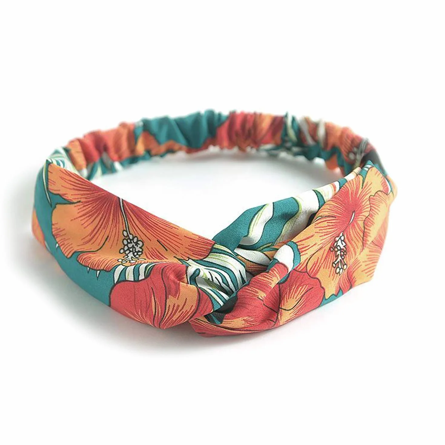 DRESHOW 10 Piezas Diademas Flor Vintage Impreso Criss Cross Anudado Elástico Banda para el Cabello Accesorios de Pelo Yoga Cabeza Wraps