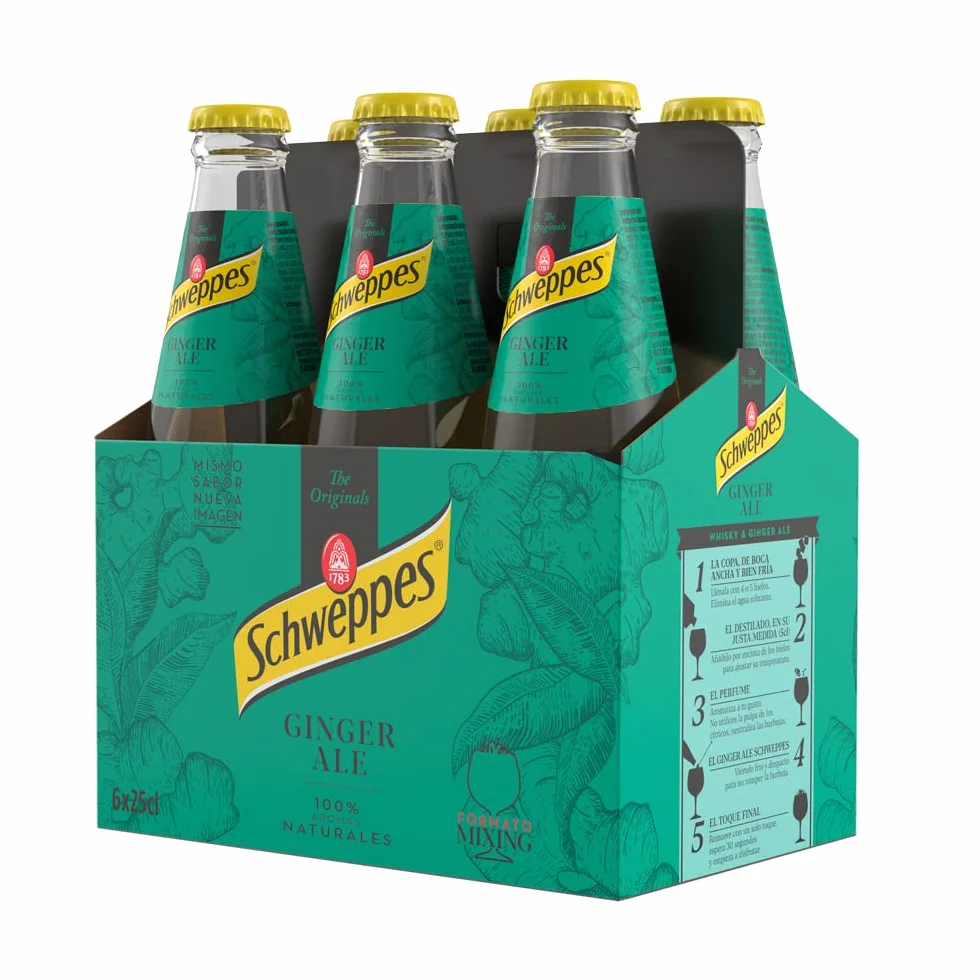 Schweppes Ginger Ale Bebida Refrescante Vidrio Pack 6x25cl