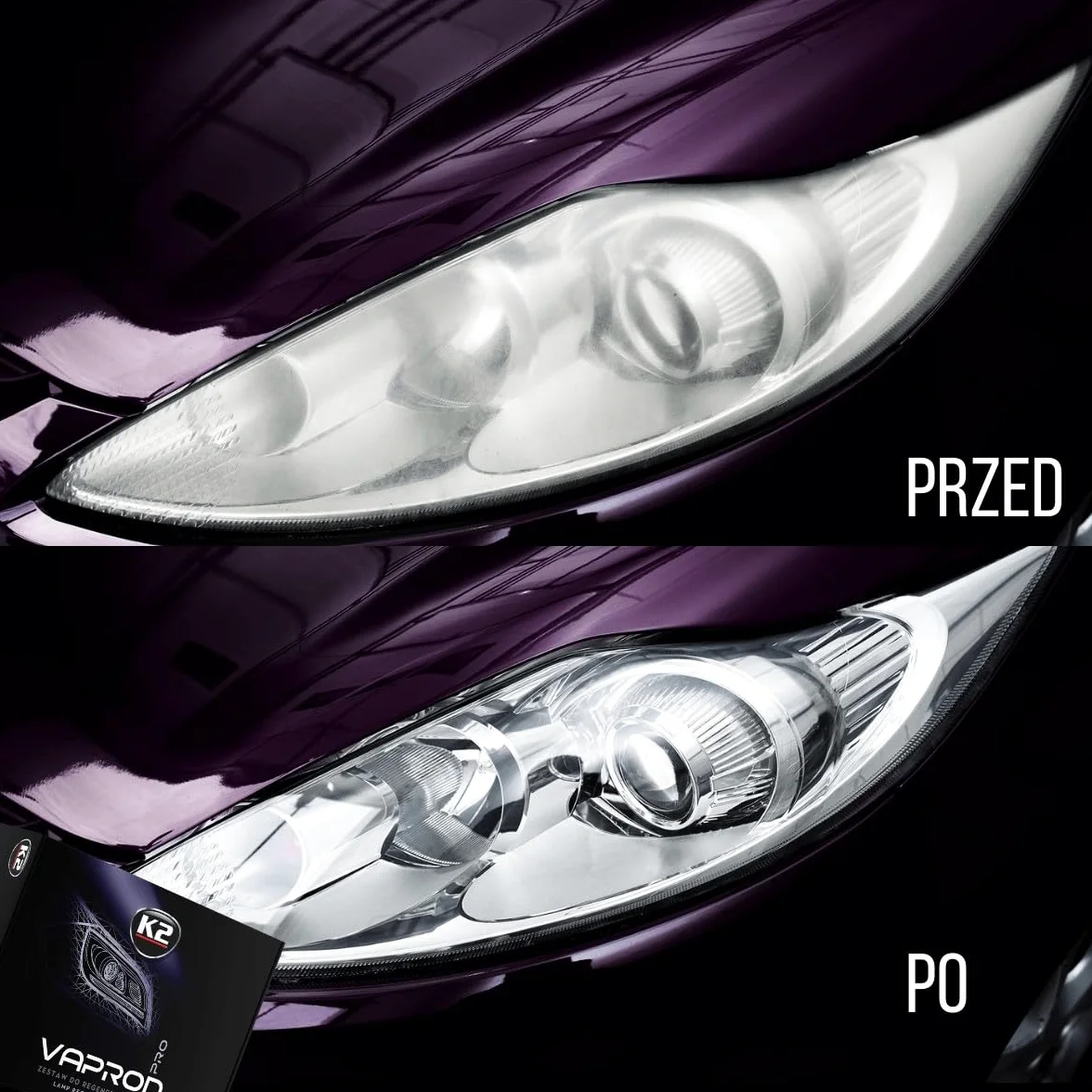 K2 Vapron Kit de Restauración de Faros – Reparación Profesional sin Desmontaje – Elimina Opacidad, Arañazos y Amarilleo – Incluye Líquido Restaurador y Accesorios