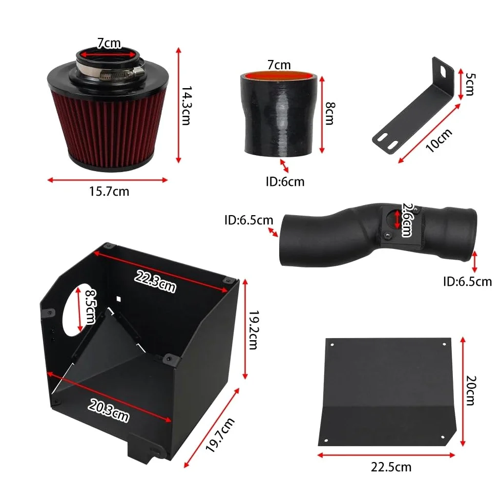 Kit de admisión frío Kit de sistema de admisión de aire frío con filtro de aire de alto flujo Compatible con Civic 1.5T, aumento y potencia Filtro de Aire