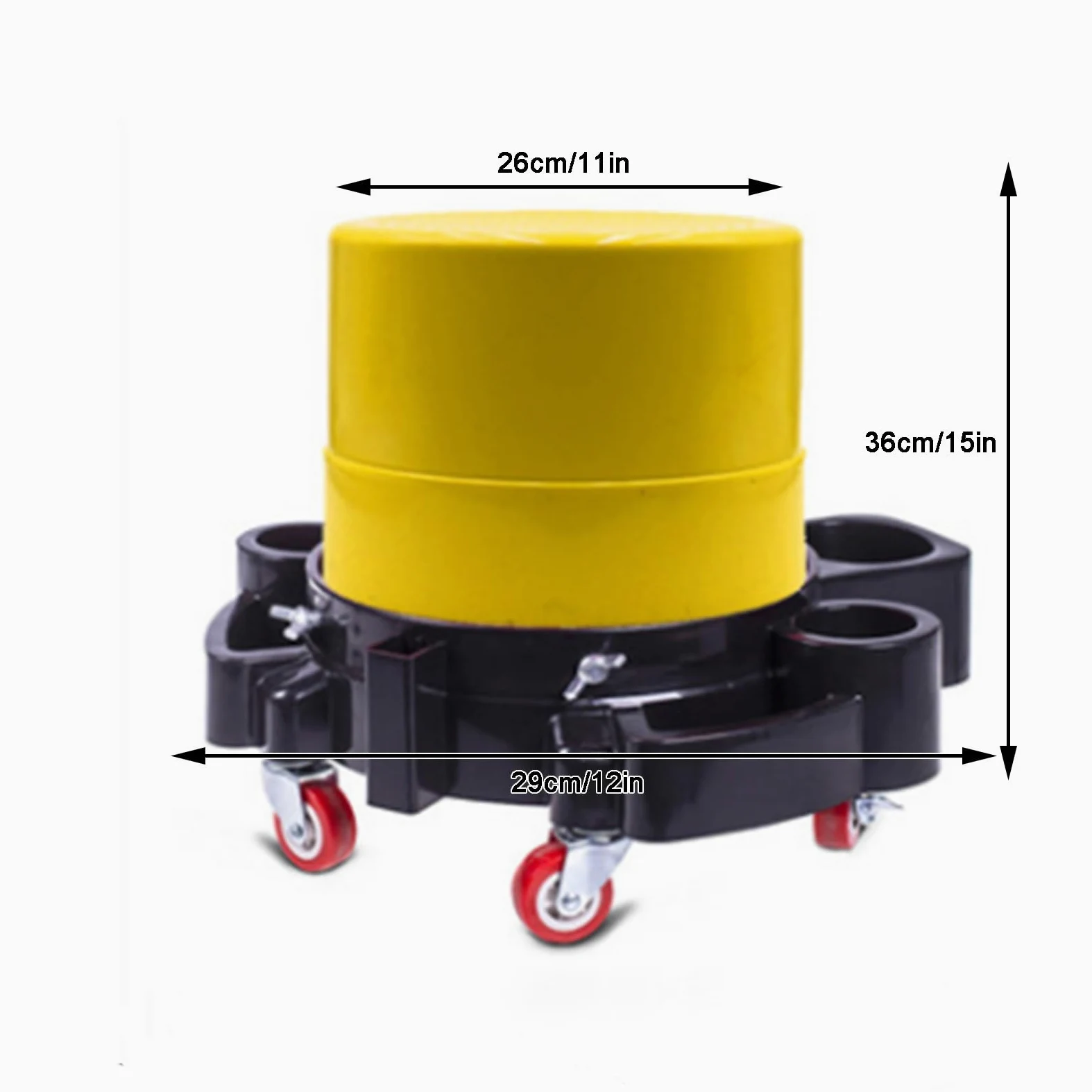 Taburete Taller, Taburete con Ruedas, Mecánica Silla Extraíble de Plástico, Taburete de Taller Móvil, Adecuado para Lavaderos de Autos y Garajes(Yellow)