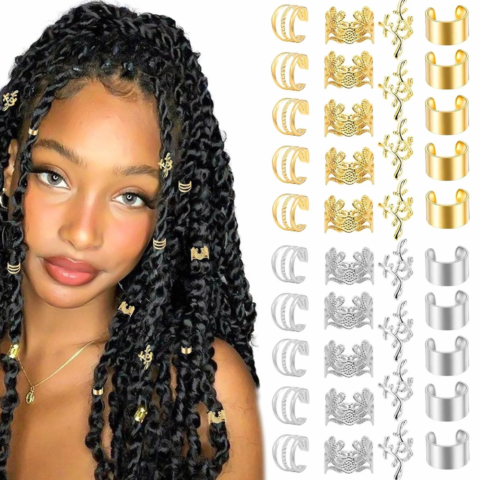 Accesorios Pelo Trenza 120 Piezas Cuentas Cabello Rastas Ajustables Mujer Hombre Decoración Fiestas