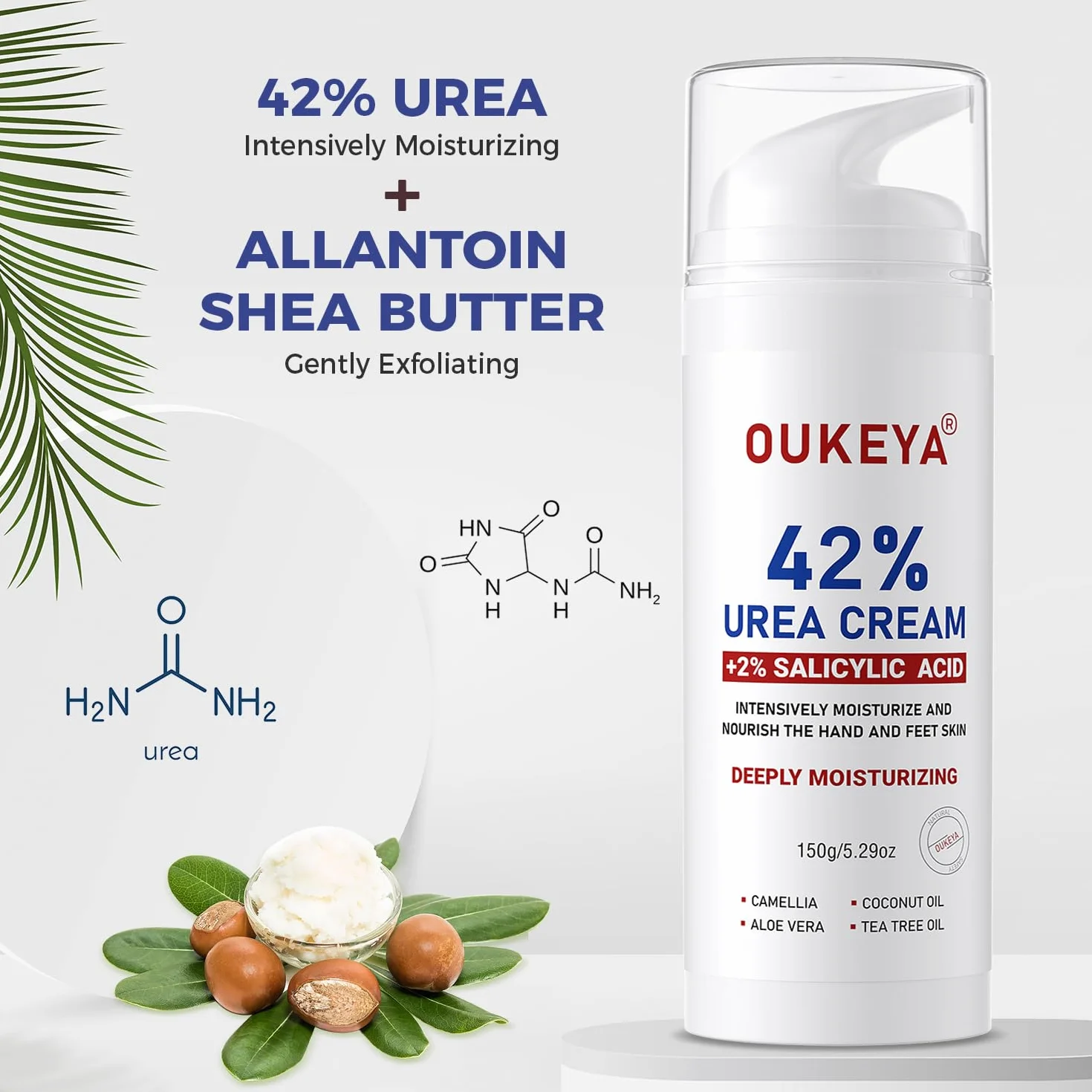 OUKEYA Crema Urea 42% con Ácido Salicílico 2% Tratamiento Intensivo para Piel Agrietada Talones y Codos Elimina Callos Antifisuras