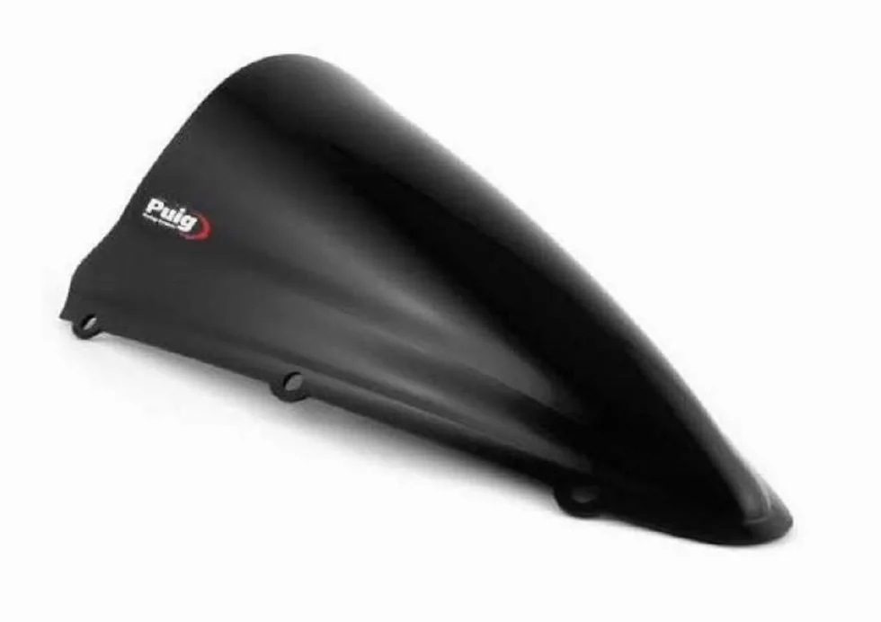 Puig 4637N Cúpula Racing y aerodinámica en acrílico de 3 mm con doble altura que mejora protección del casco y estabilidad a alta velocidad, Negro