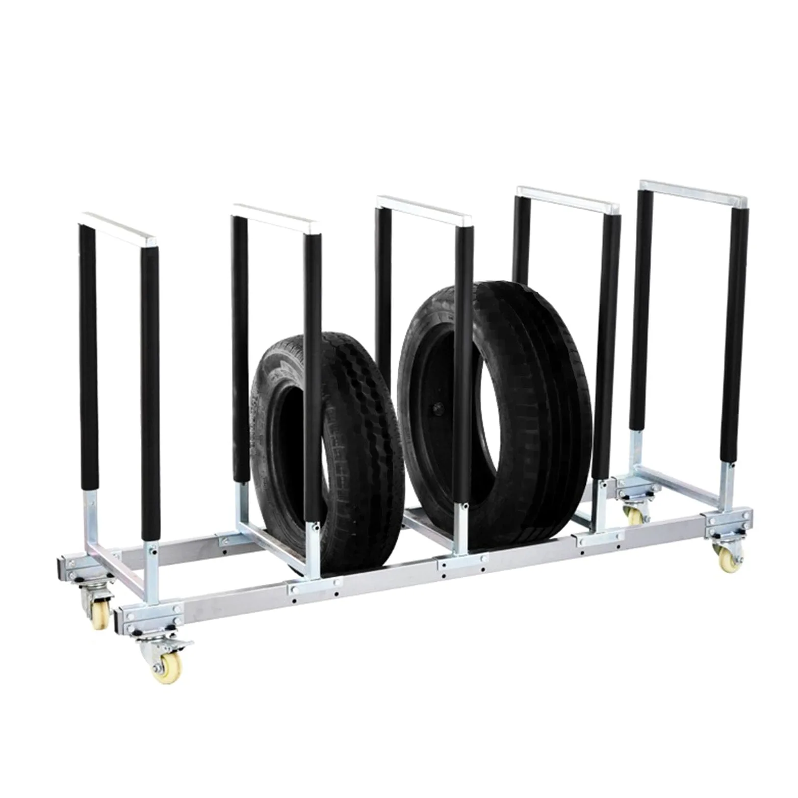 Estante de almacenamiento de neumáticos resistente, organizador rodante para neumáticos de coche, soporte de ruedas de metal, estante móvil de almacenamiento de neumáticos para taller y garaje