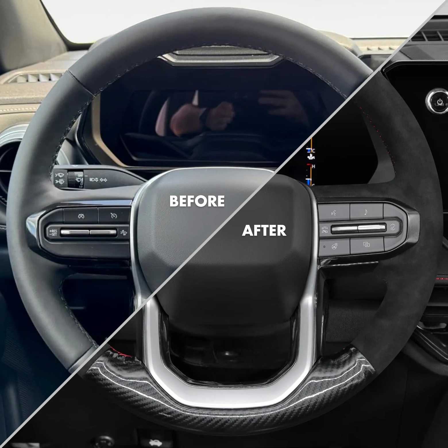 MEWANT Funda para volante de cuero cosido a mano para Chevy Colorado 2023-2024