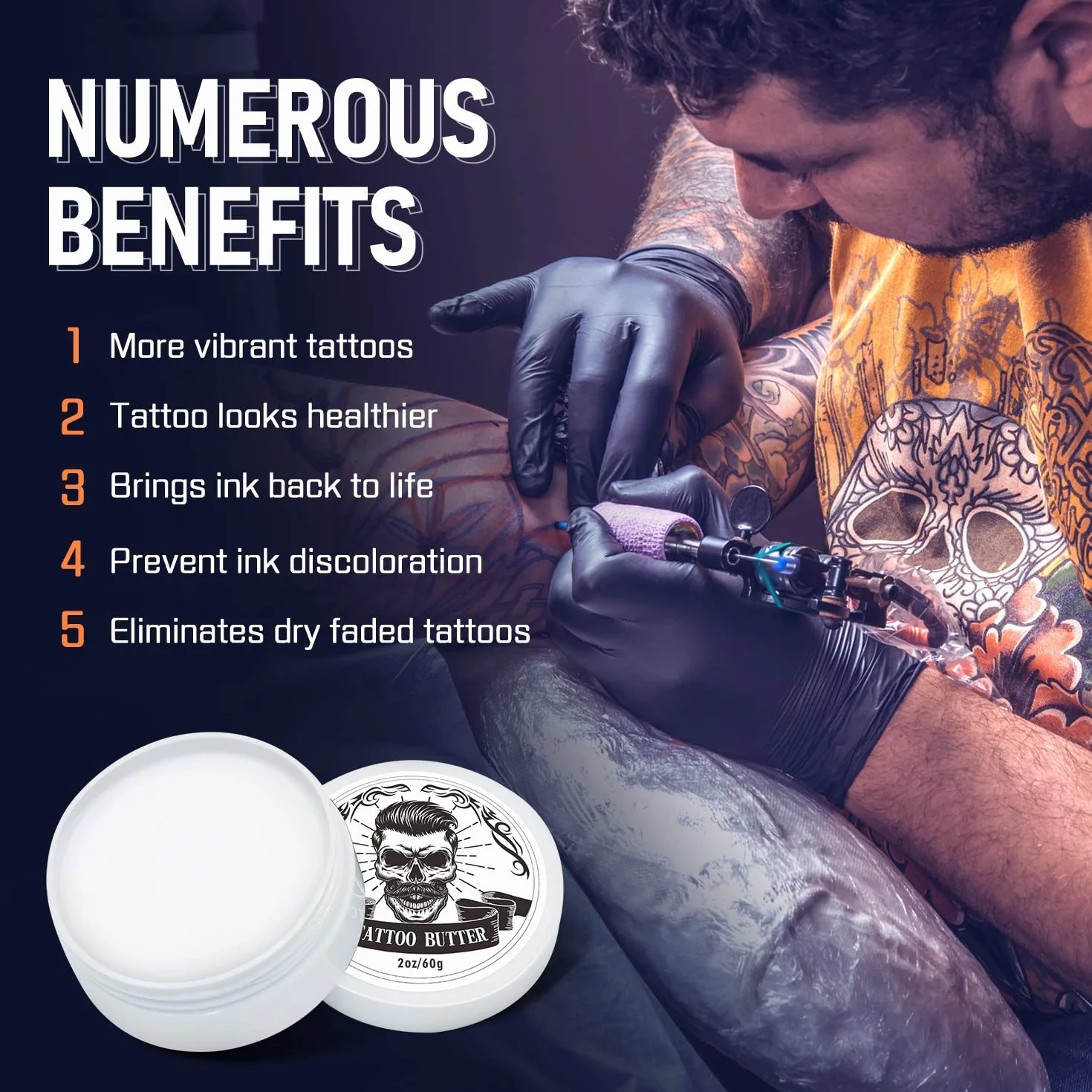 Crema de cuidado posterior de tatuaje FUNAN, bálsamo natural para antes, durante y después del proceso, 2 oz