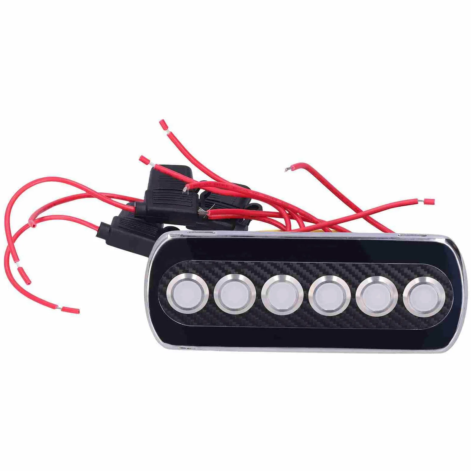 Panel de Interruptor de Fibra de Carbono de 12V 20A con Retroiluminación LED para Modificación Impermeable de Yates y Vehículos Recreativos