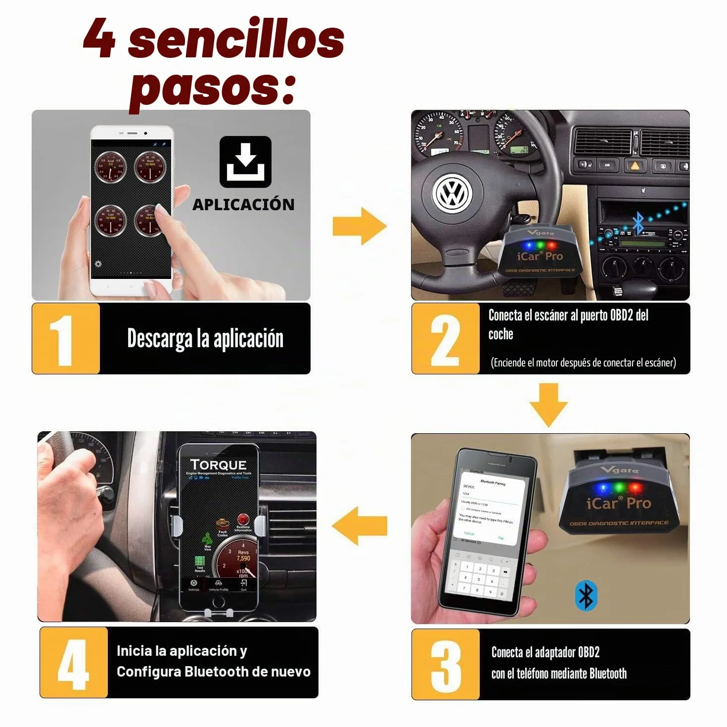 Vgate iCar Pro Bluetooth 4.0 (BLE) OBD2 Fault Code Reader OBDII Code Scanner Car Check Engine Light para iOS/Android | Lector de código de falla, OBDII, luz de comprobación de motor de coche, compatible con iOS/Android