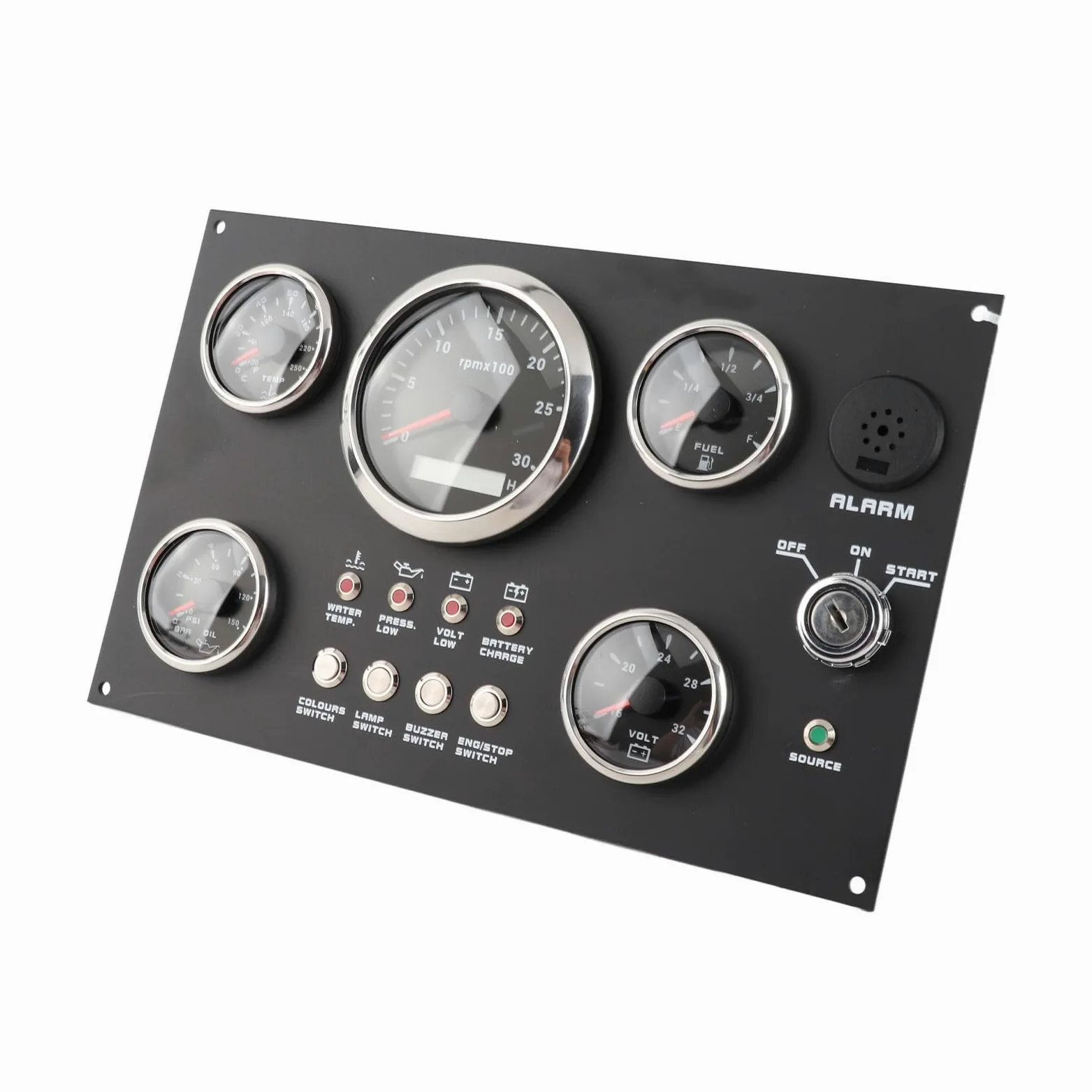 Digital Gauge, medidor de clúster RPM Nivel de Presión de aceite Temperatura de agua Voltaje 7 Flight de color para yates para botes de vehículos recreativos