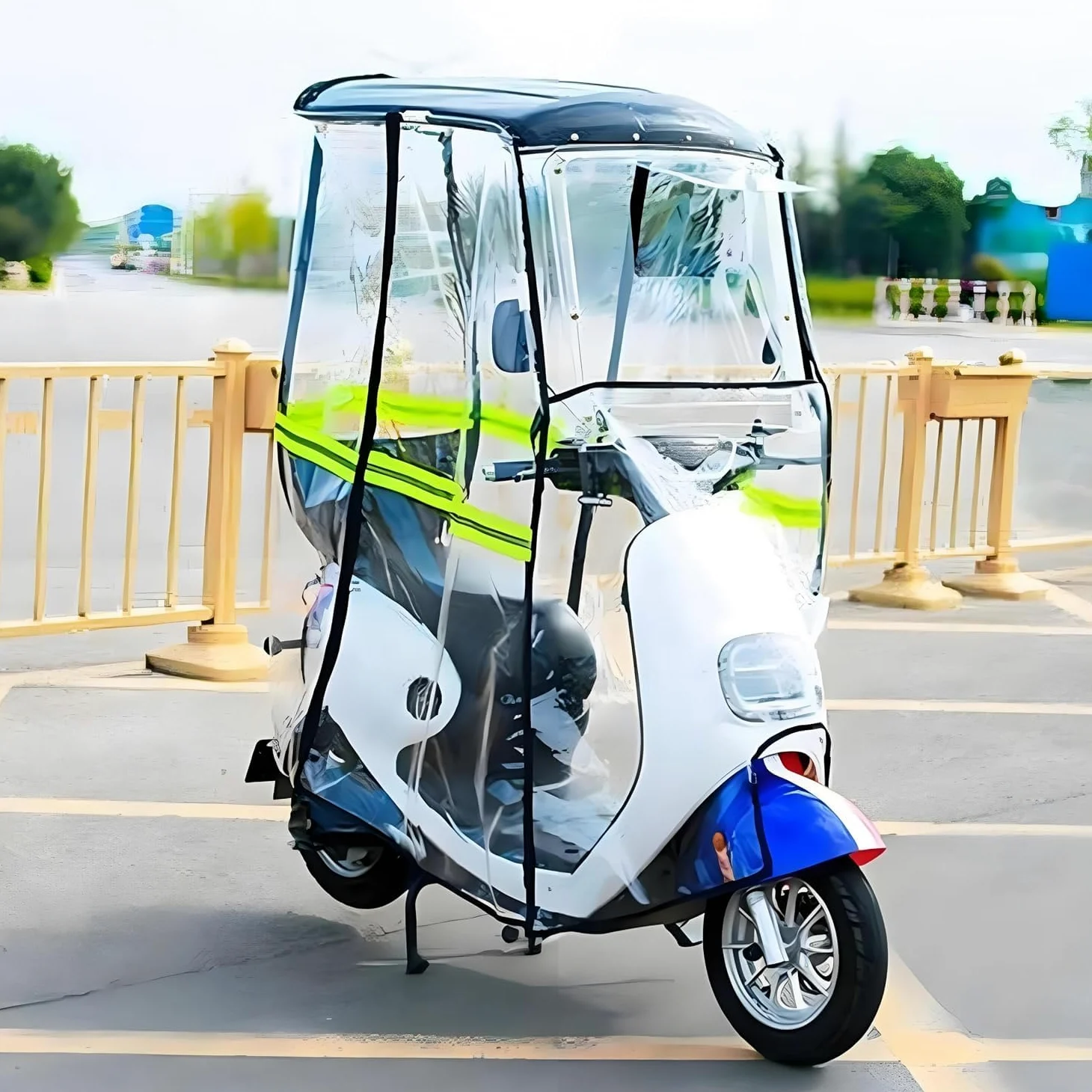 Cubierta Resistente al Agua Totalmente Cerrada para Bicicleta Eléctrica | Protección para scooter, parasol, tienda impermeable para scooter de movilidad, diseño parasol, tiras reflectantes