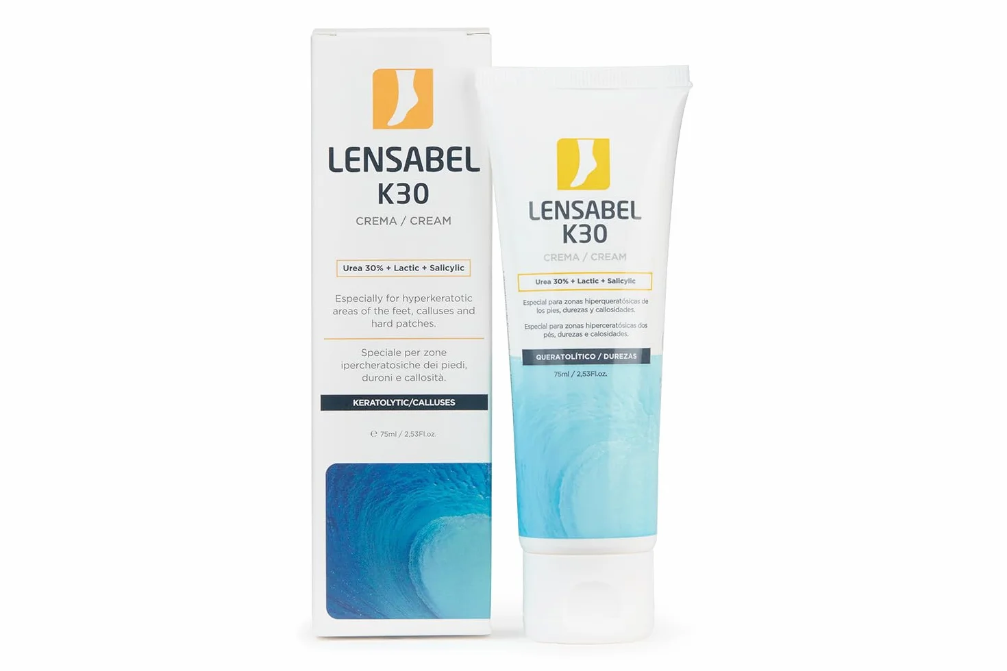 Lensa K30 Crema Pies Urea 30% Ácido Salicílico Ácido Láctico Queratolítica Callos Durezas 75 ml