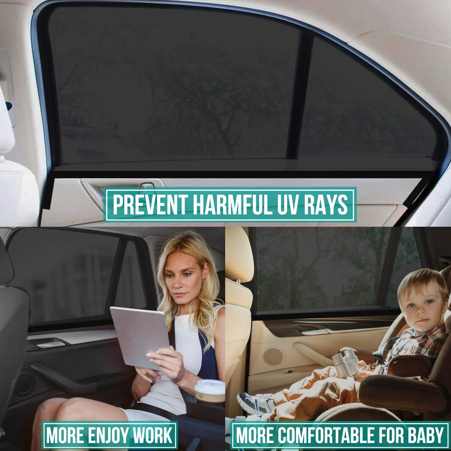 WIN.MAX Parasol de Coche Doble Tejido Protección UVA Pack 2 XL