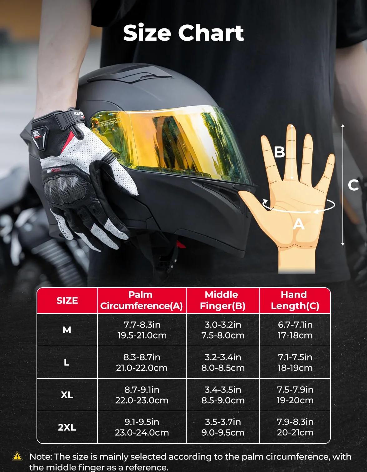 KEMIMOTO Guantes Moto Hombre, Piel de Cabra Dedos Completos con Almohadillas Antideslizantes, Pantalla Táctil y Protección para Motocross, Scooter
