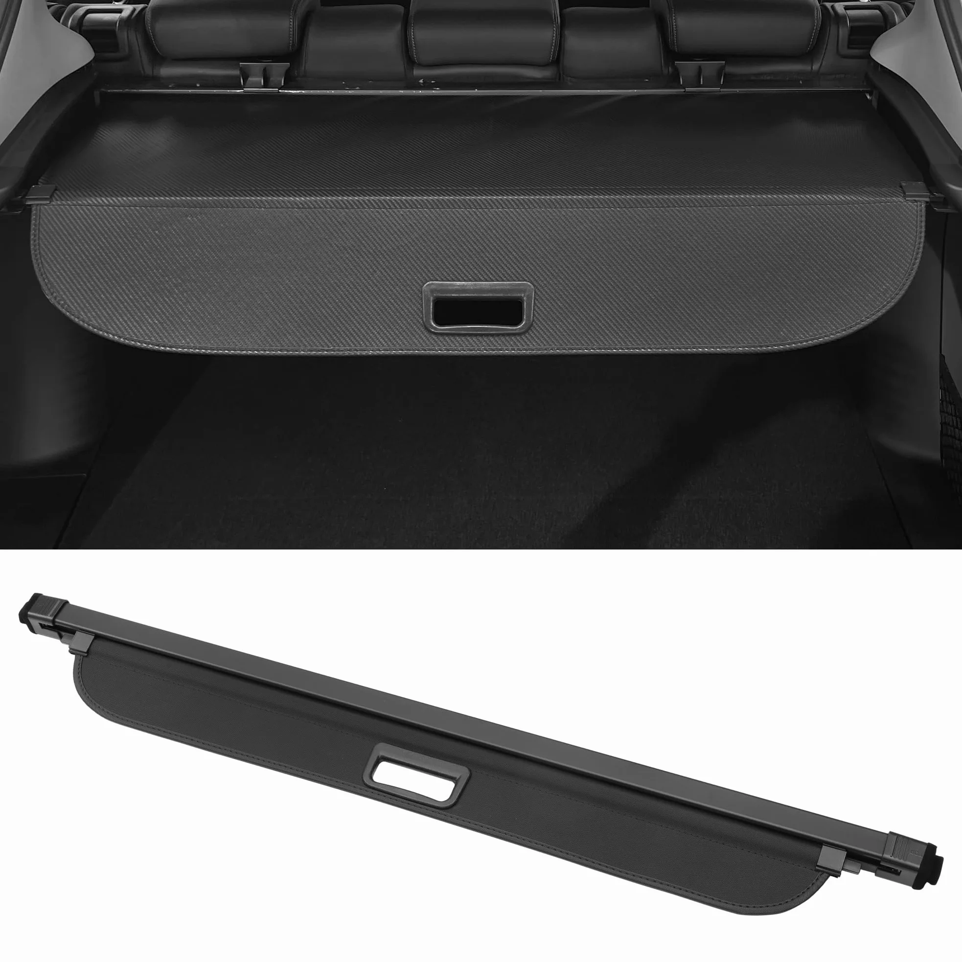 Motoforti Cubierta De Carga Retráctil Para Mercedes-Benz para Smart Fortwo 2016-2022 Estante De Equipaje Trasero Protector De La Privacidad Lona Negro Brillante