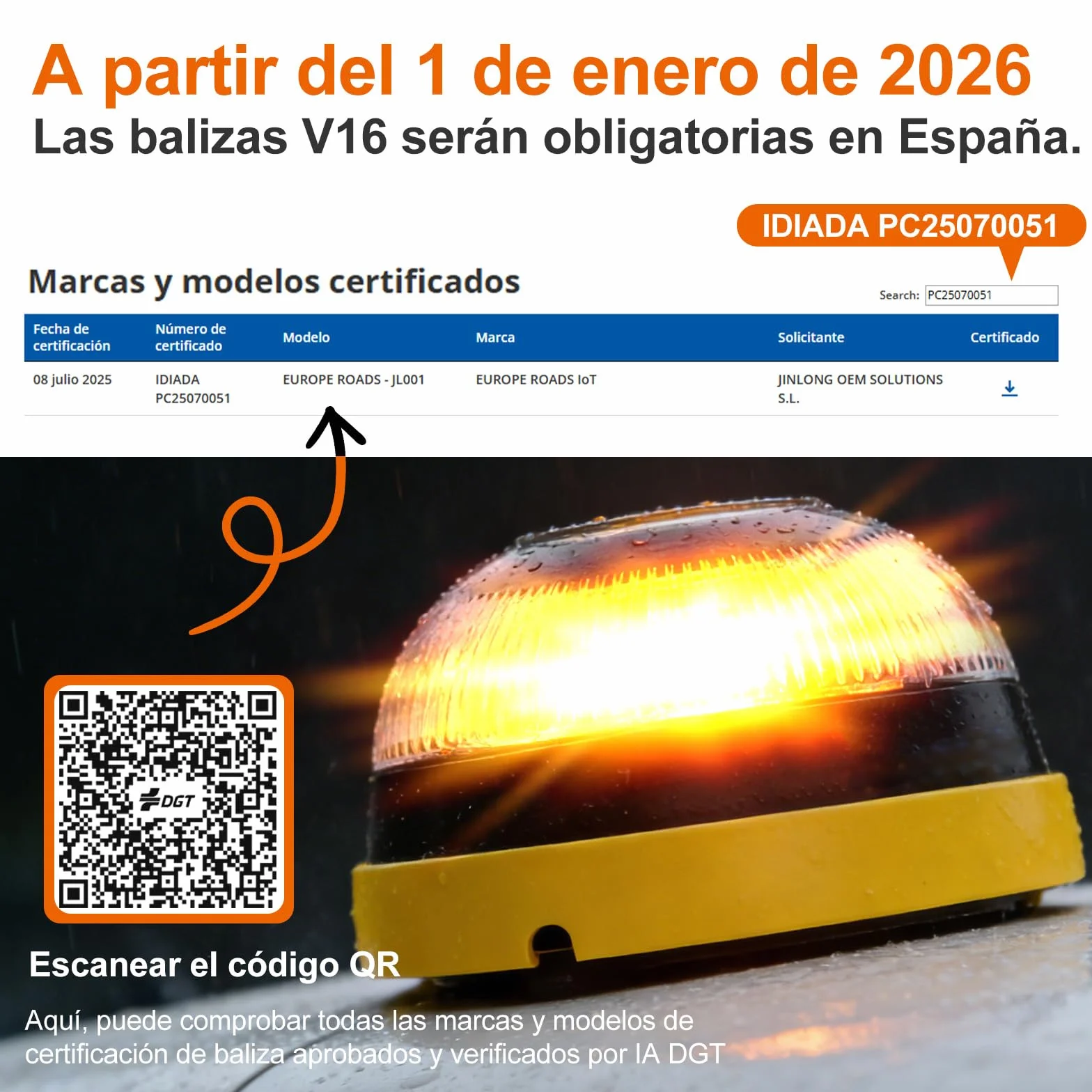 Baliza V16 Homologada DGT Geolocalizador IoT Doble Fijación Imán Ventosa Obligatoria 2026