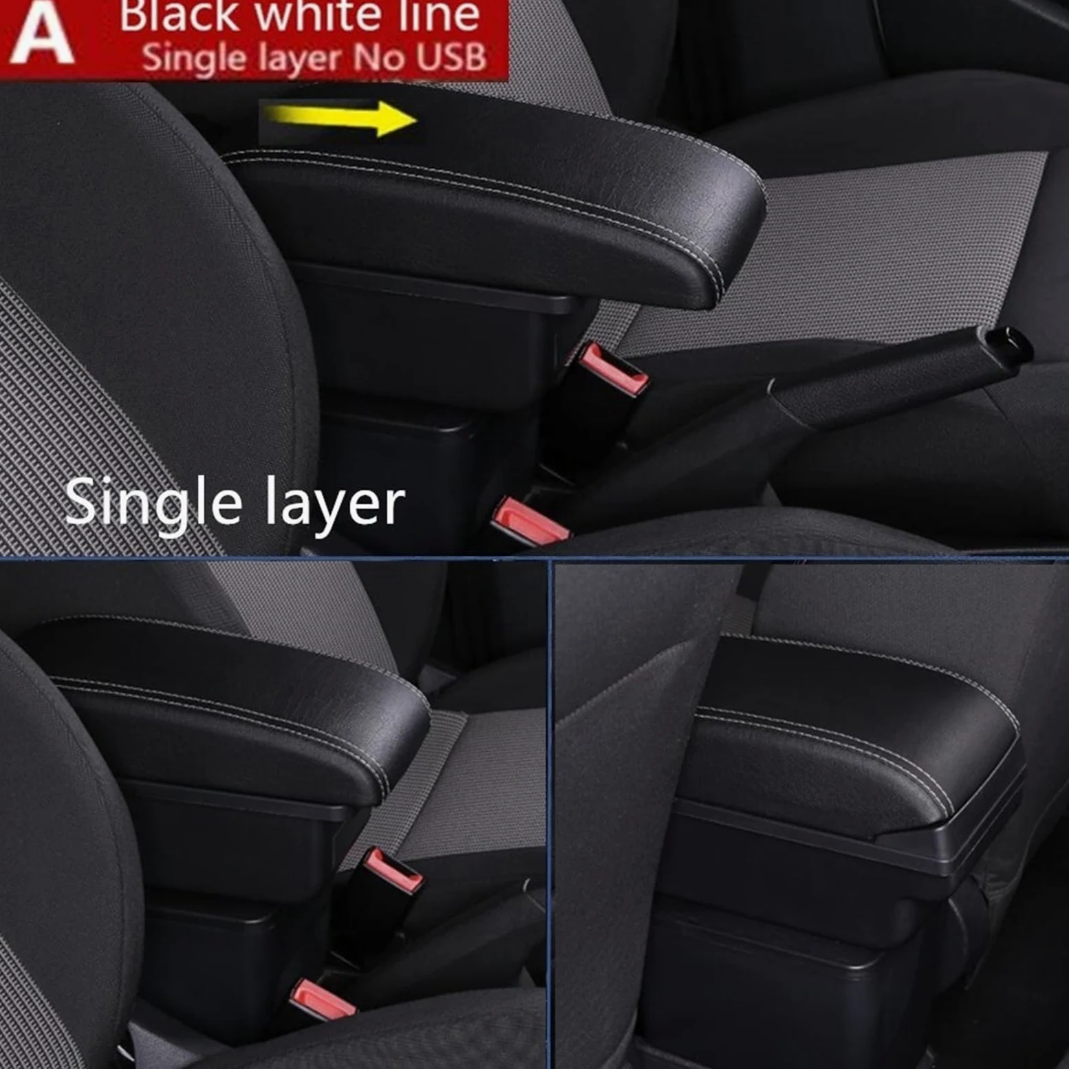 Caja de almacenamiento del apoyabrazos A1 para línea roja sin USB, A2 para negra, A3 para blanca, B1 para 3USB, B2 para, B3 para(B1 red line 3USB)