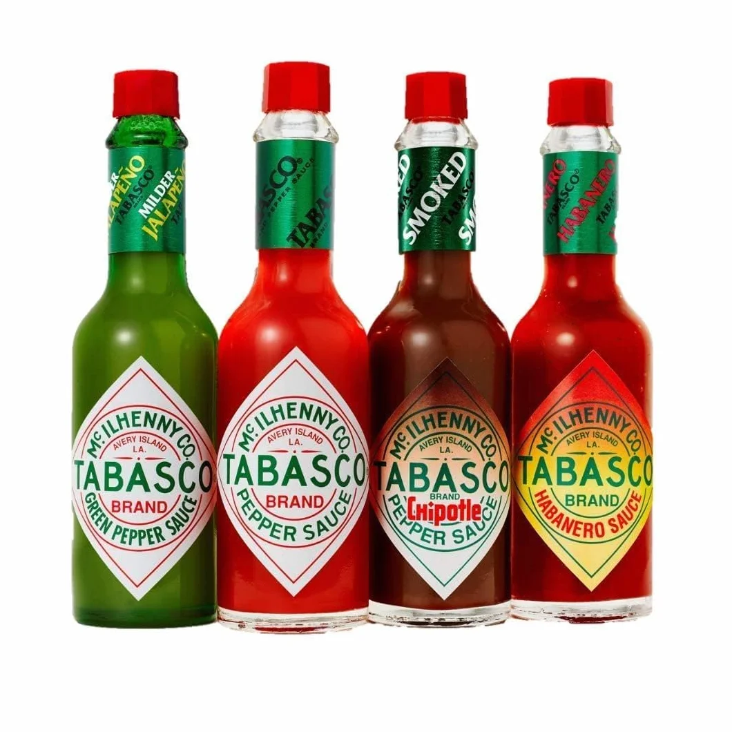 TABASCO Set de Salsas 4 Piezas 60ml Botellas de Vidrio Chile Natural