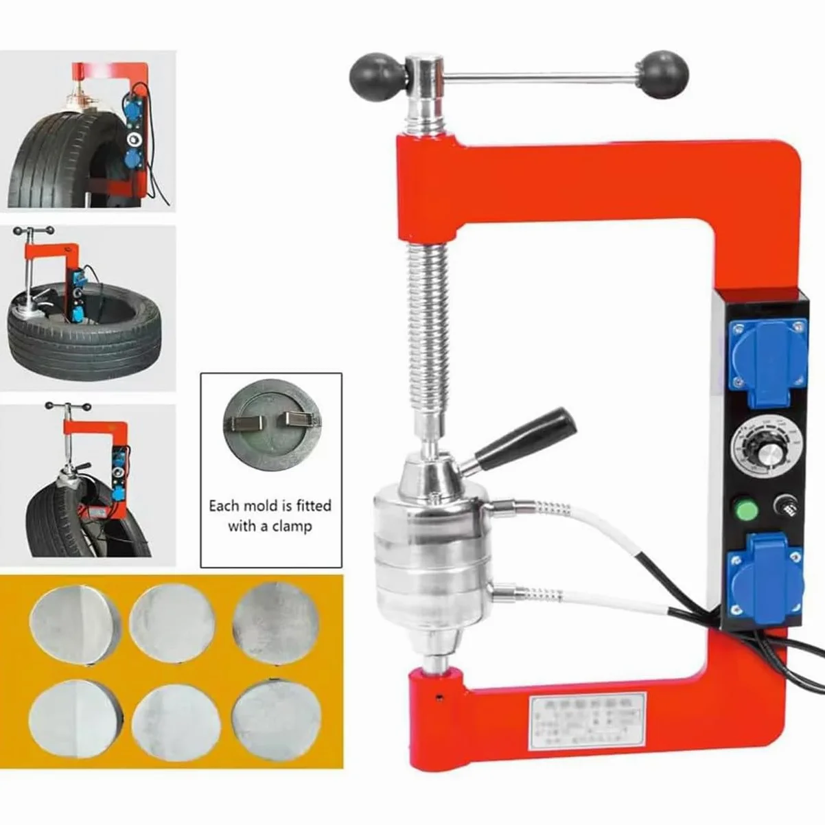 Máquina de vulcanización de neumáticos, herramienta de reparación de neumáticos de alta resistencia, equipo de temperatura constante de sincronización de 150 ℃-180 ℃ para reparación de calefacción de