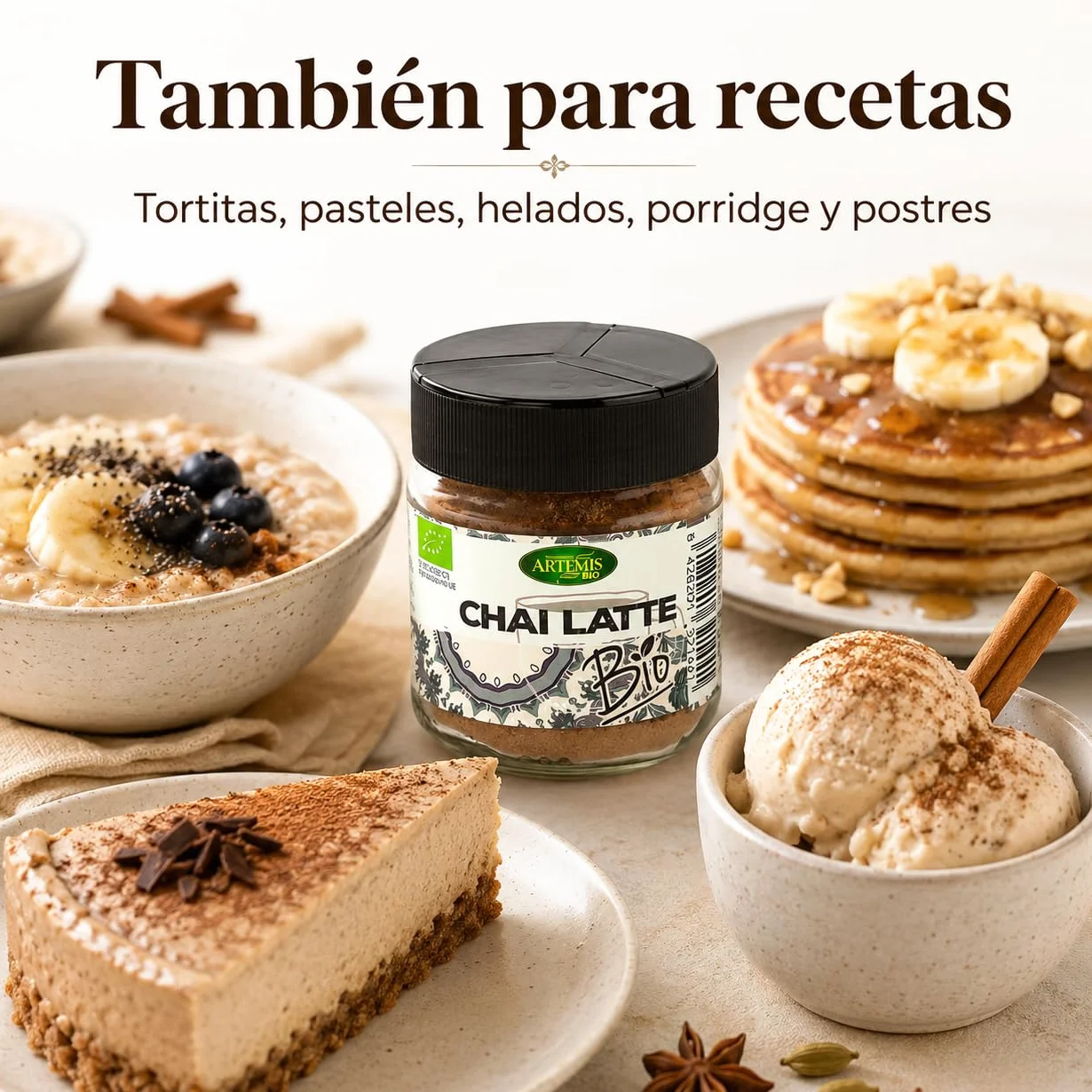 Chai Latte Bio Artemis 60 g té en polvo con especias ecológicas mezcla para leche o bebida vegetal