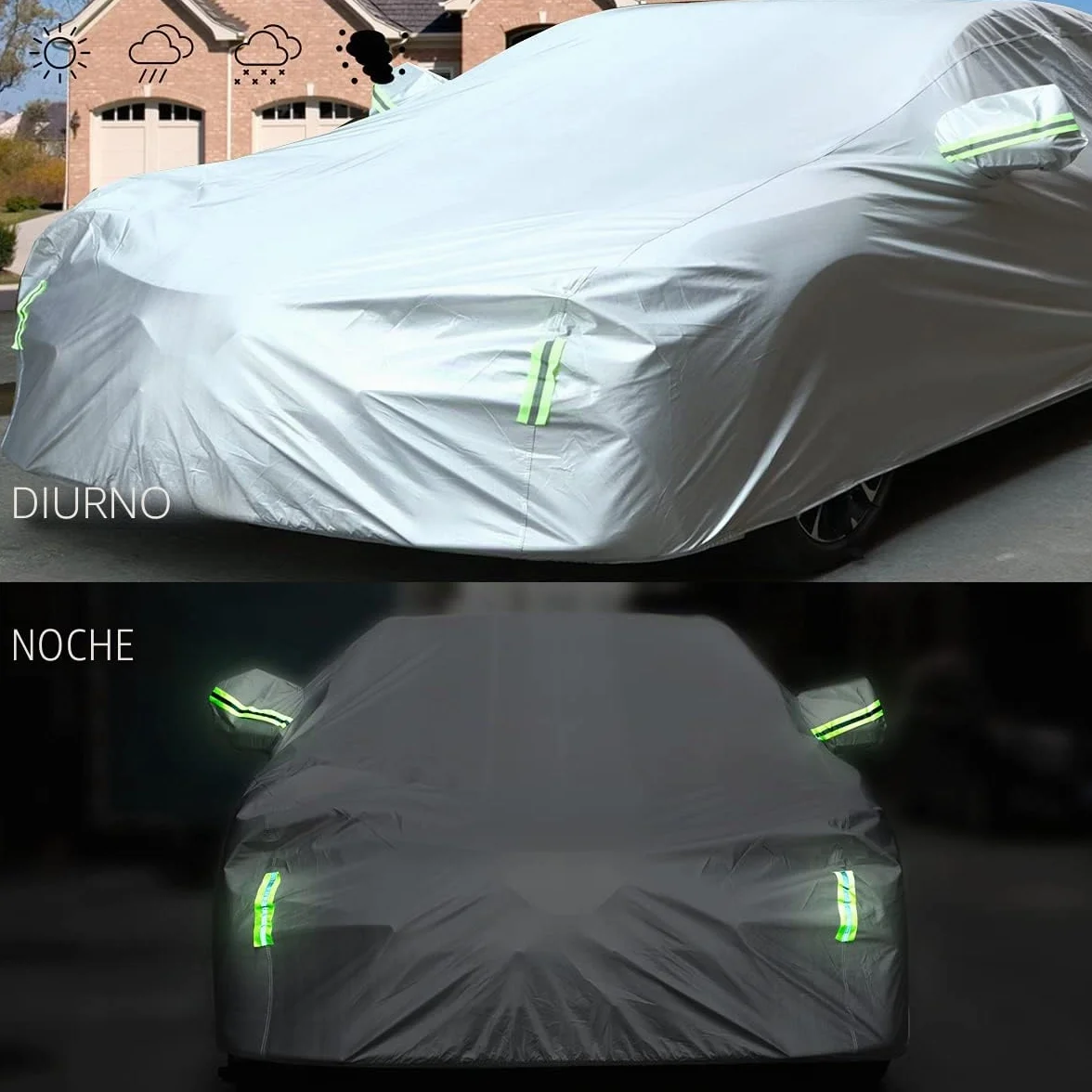 Funda de Coche Exterior Impermeable A Prueba de Polvo Nieve Protección UV para Hatchback Longitud hasta 430 cm