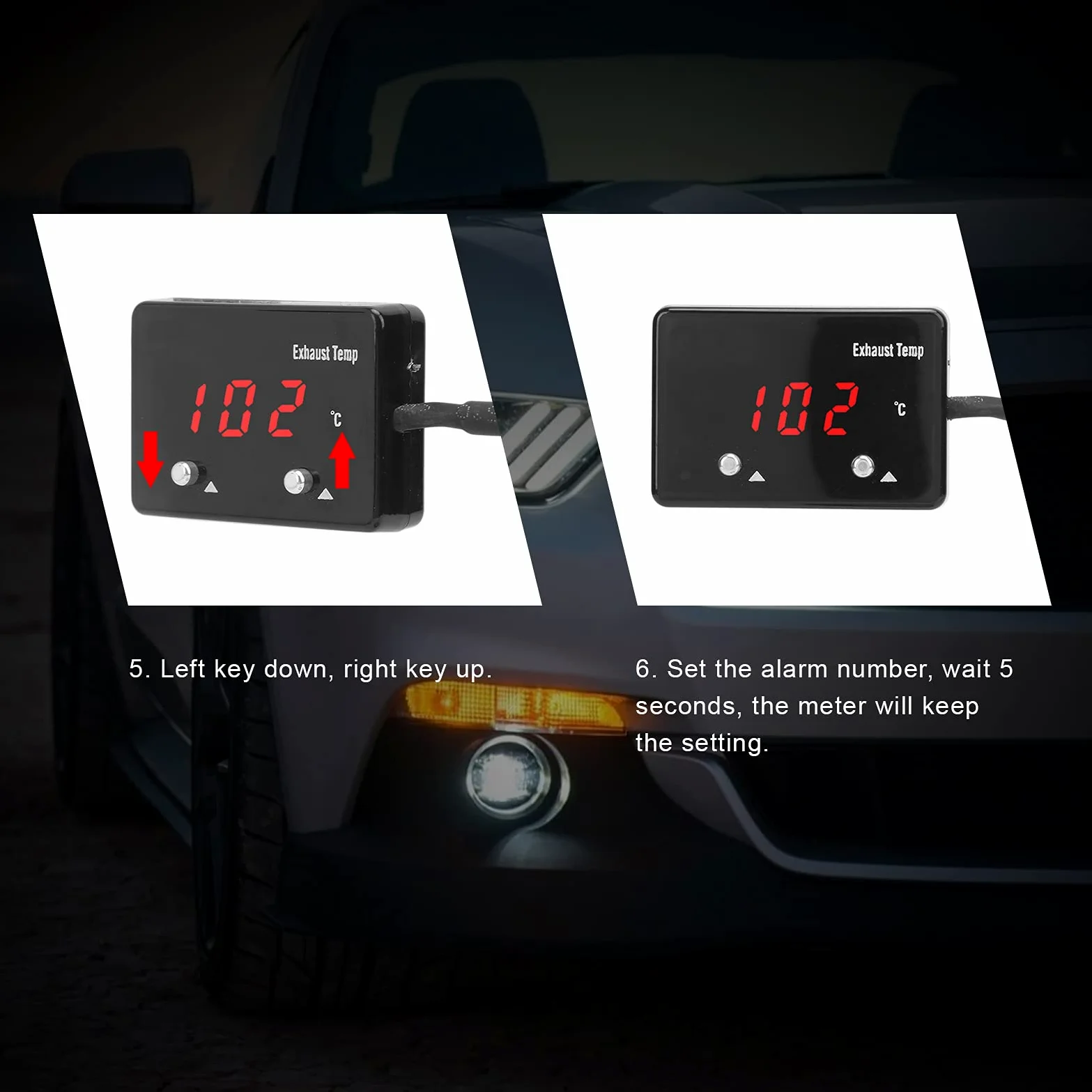 Indicador de Temperatura de Gases de Escape, Indicador LED Rojo EGT para Vehículos de 12 V