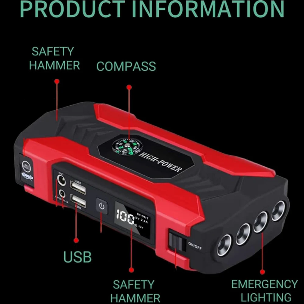 Arrancador de batería de Coche para Audi Q3 8U 2011-2018, 12V 28000mAh Arrancador de Coches Pinzas Bateria Booster Bateria Accesorio