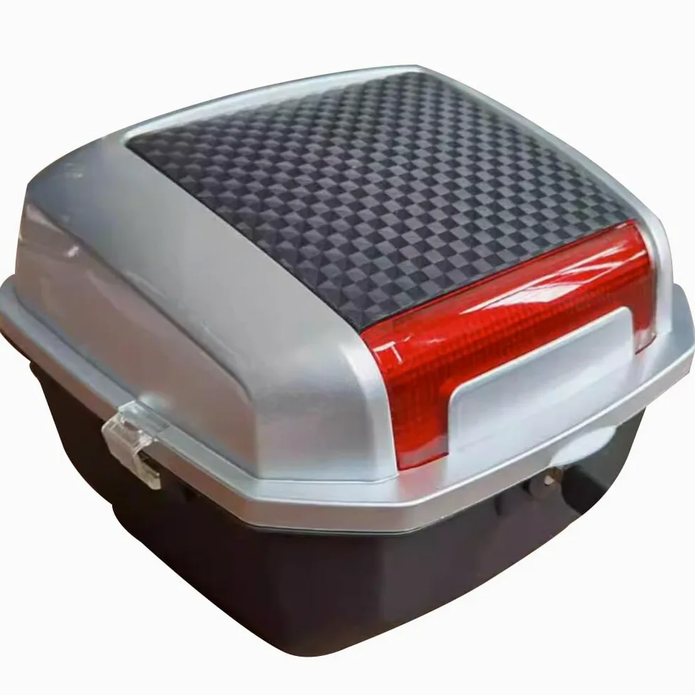 Baúl para Moto Maletero Scooter Impermeable Maleta De Transporte De Equipaje,Plata,28x30x24cm