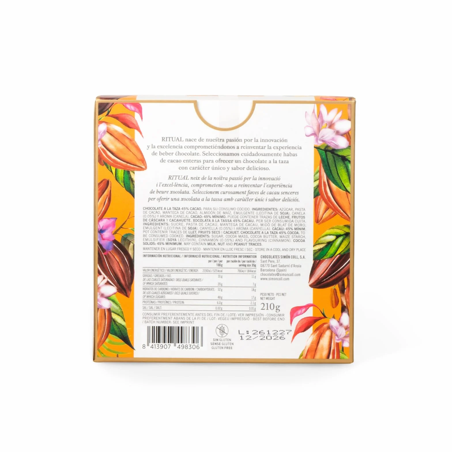 Simón Coll Chocolate a la taza Ritual 45% 210g