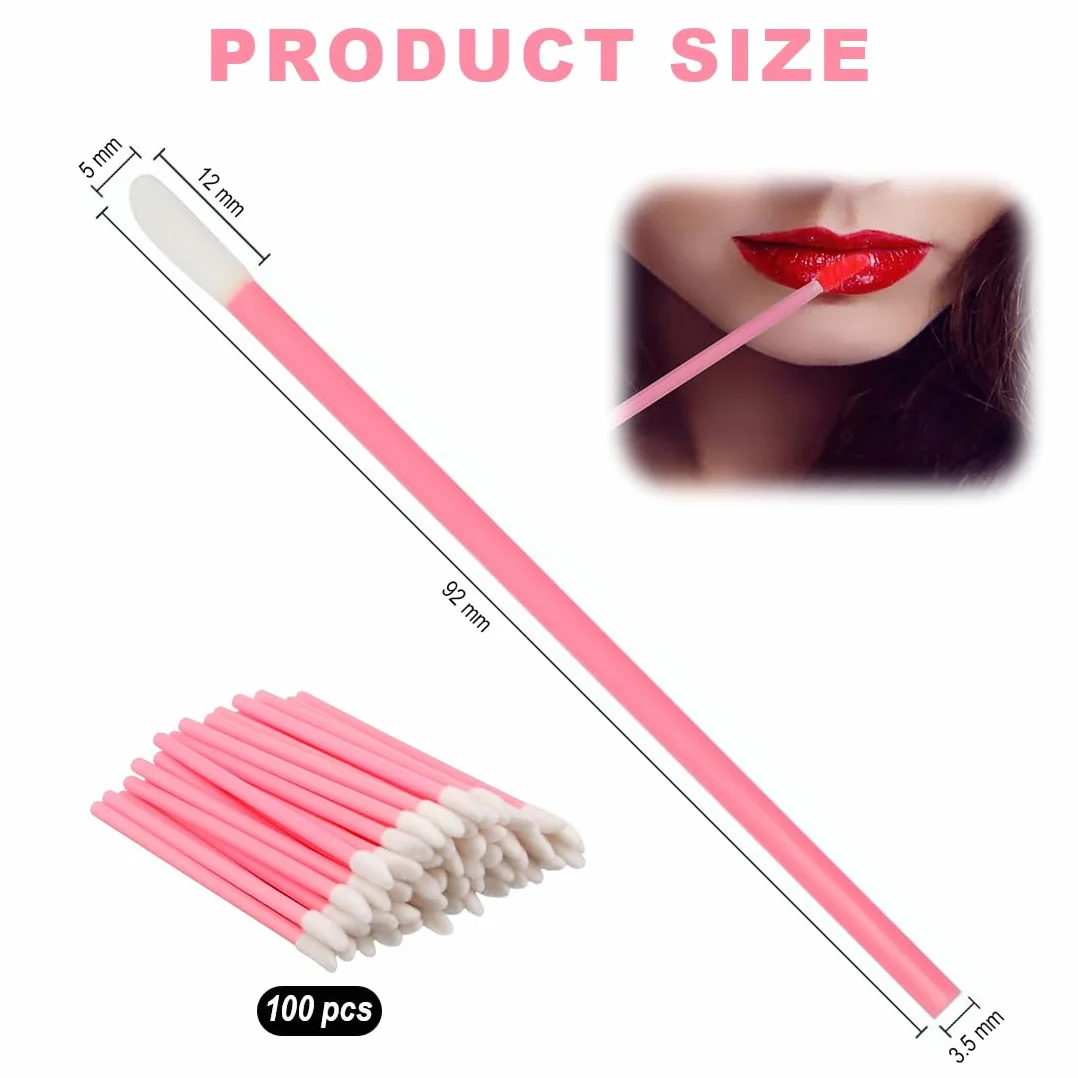Pinceles Desechables para Labios, Pintalabios, Cejas, Juego de Herramientas de Belleza Rosa