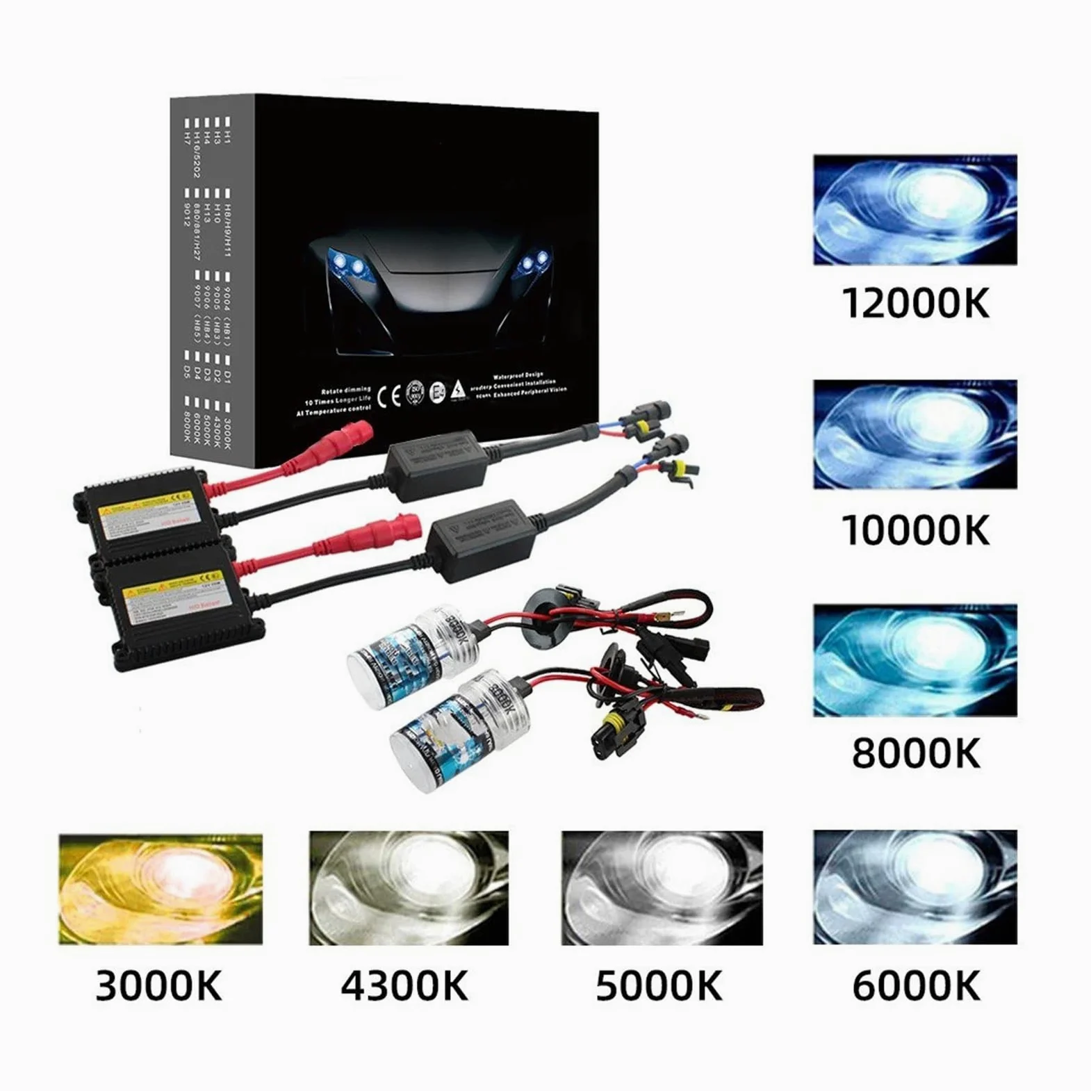 Xenon H7 35W 55W Kit De Lastre Bombilla Faro HID 12V H1 H3 H11 Hid 4300k 6000k Reemplace La Lámpara Halógena Balasto De Xenón(3K,55W_H7)