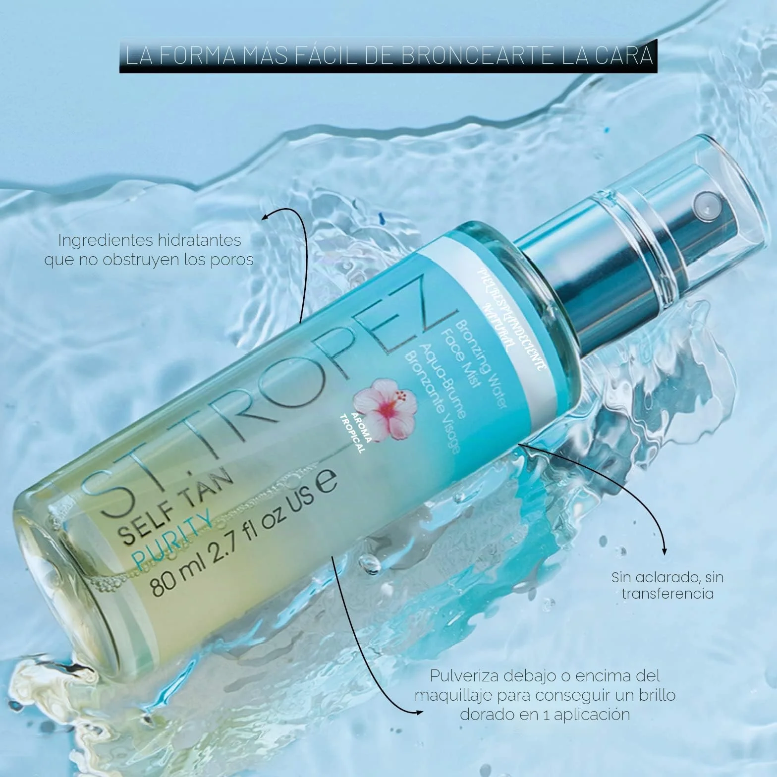 St.Tropez Self Tan Purity Water Bruma Facial Bronceadora 80 ml Tónico Facial