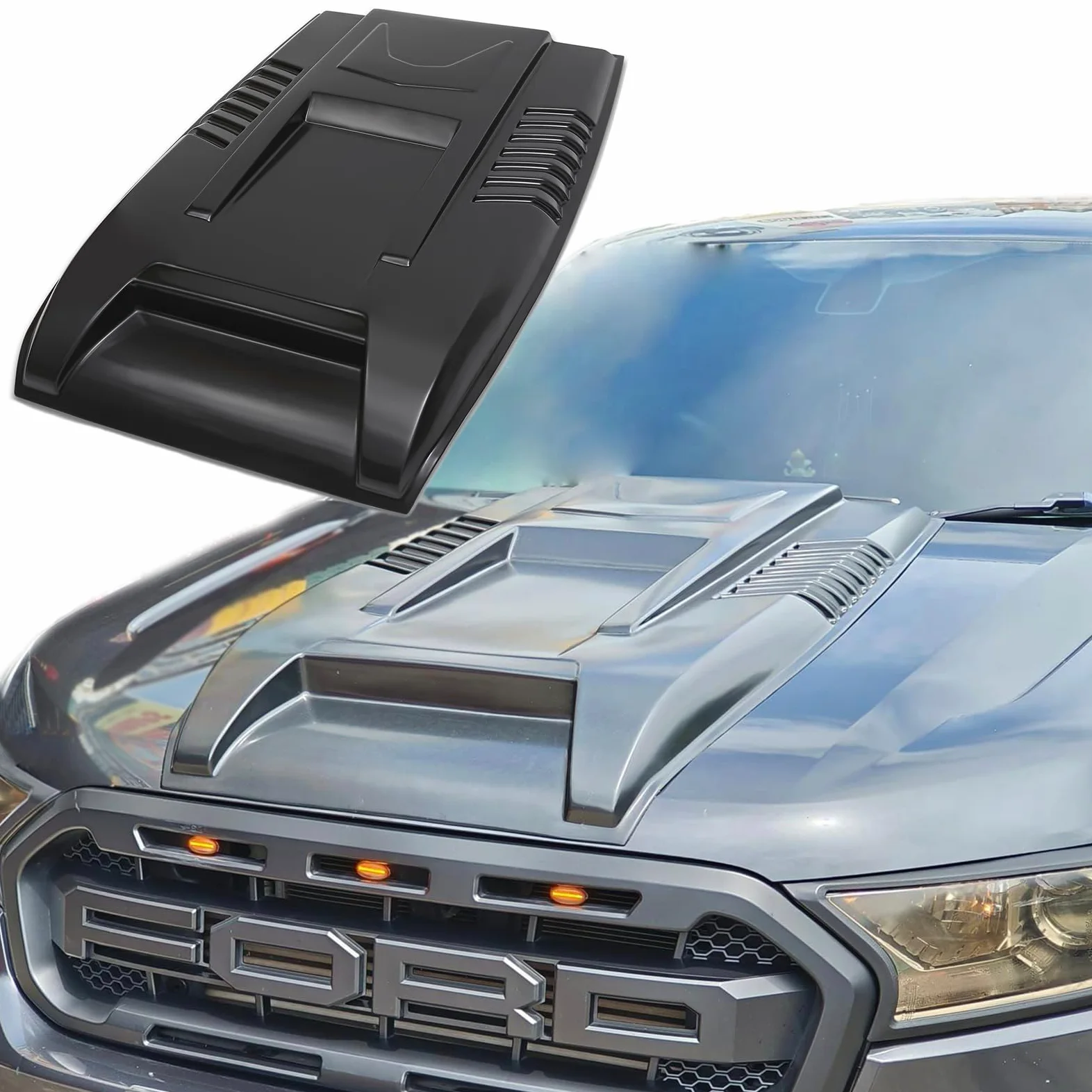 Pala grande para capó Protector de capó para Ford Ranger 2015-2022 Wildtrak Raptor Limited XL XLT Tremor Platinum T7 T8 MK2 MK3 ABS Paneles de capó