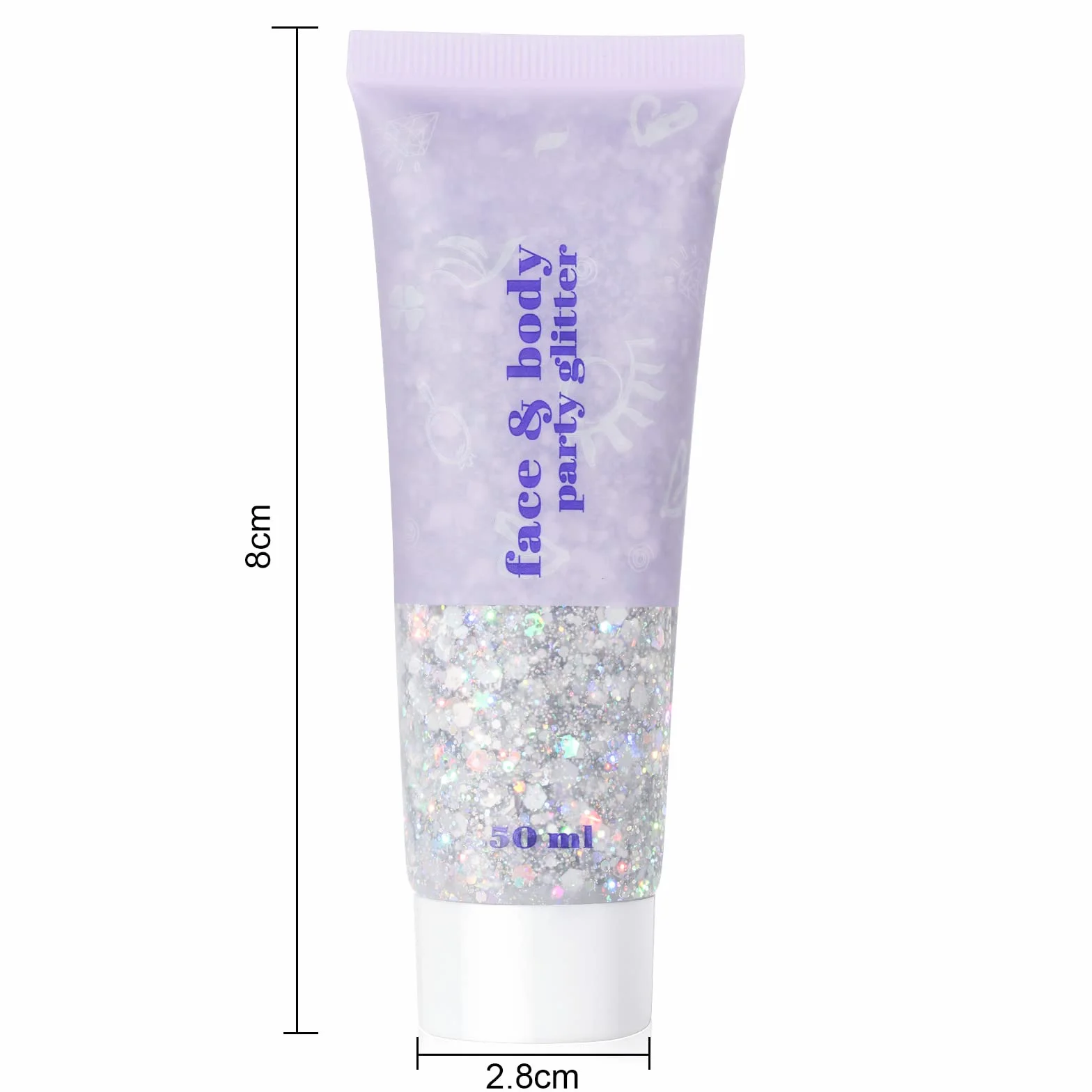 URAQT Purpurina Líquida Cara 50ml Gel Chunky Glitter Corporal Maquillaje Festival Halloween Plateado